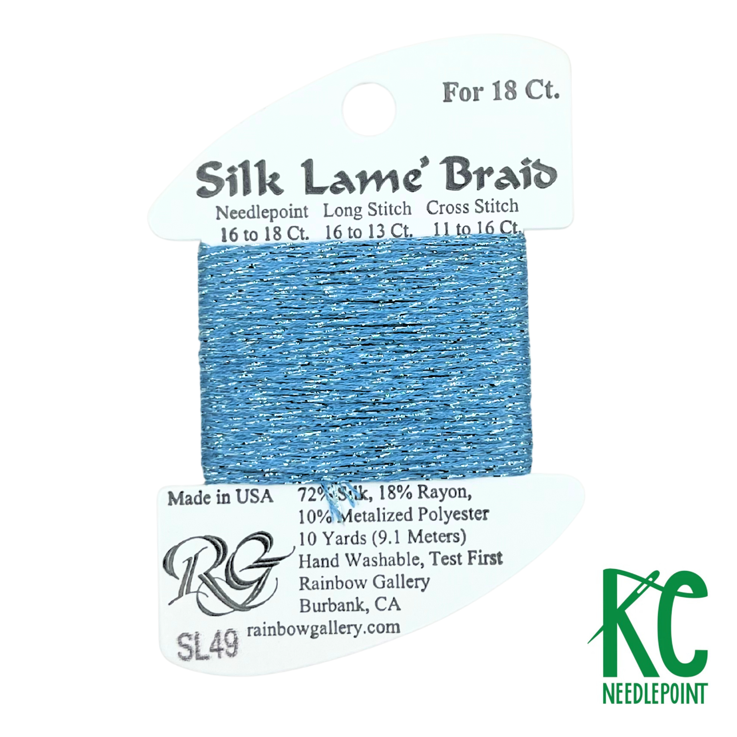 Silk Lamé Braid SL49 China Blue - KC Needlepoint