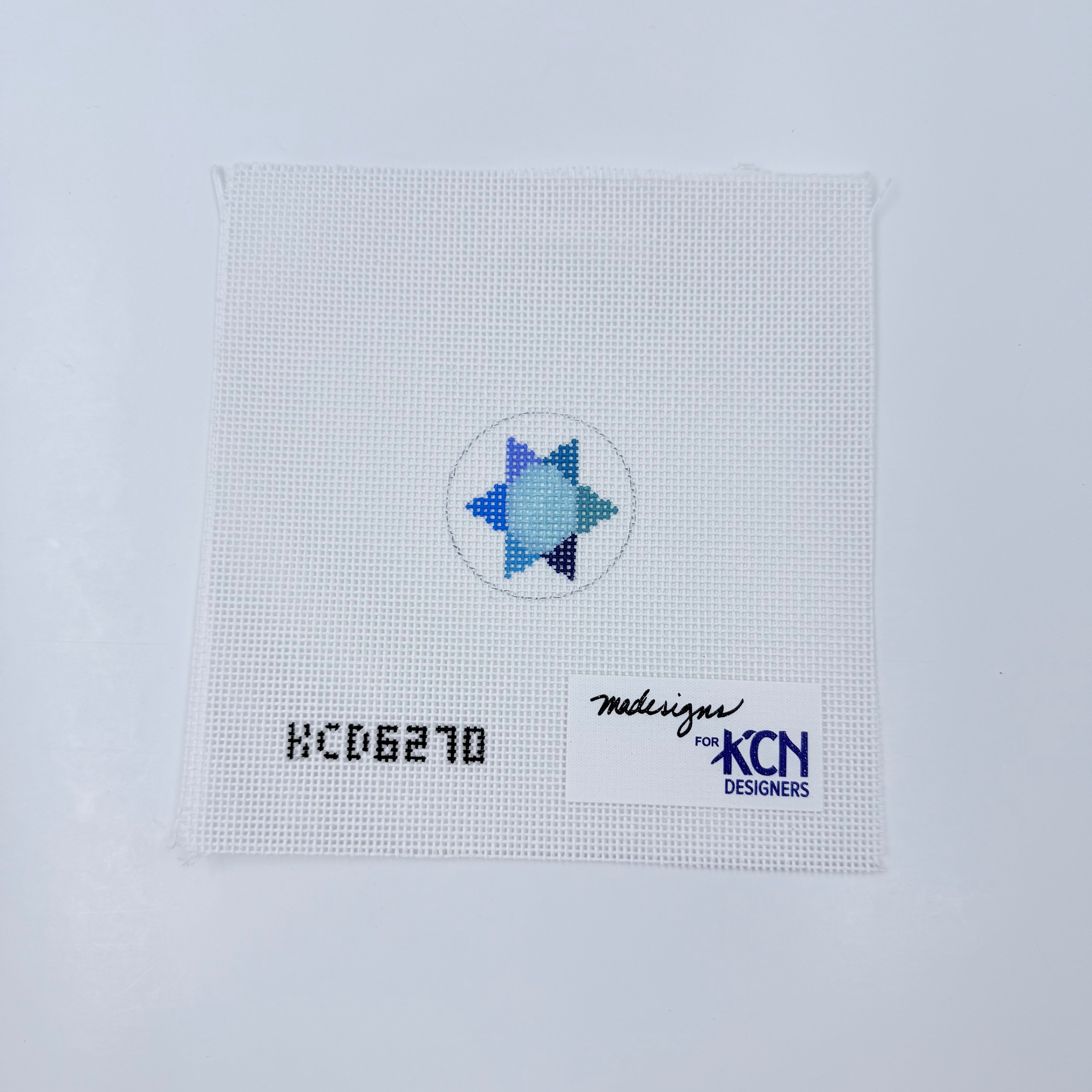 Blue Star Key Fob Insert Canvas - KC Needlepoint