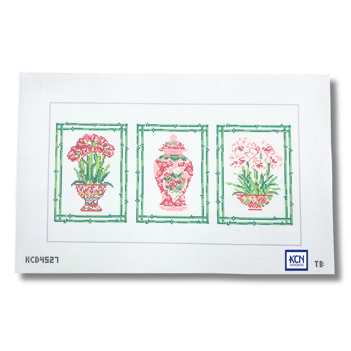 Trio of Porcelain Florals Canvas - KC Needlepoint