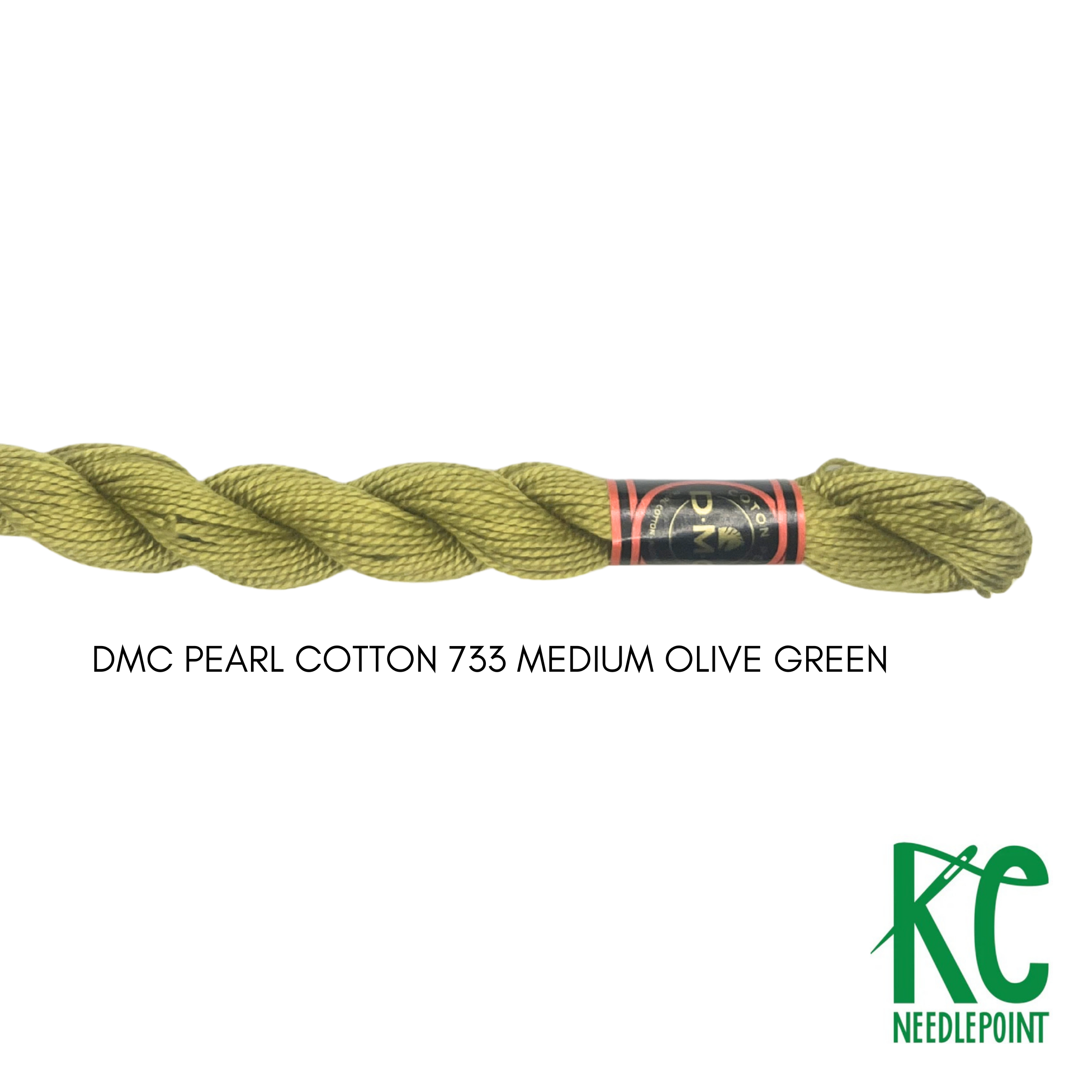 DMC 3 Pearl Cotton 733</br>Medium Olive Green - KC Needlepoint
