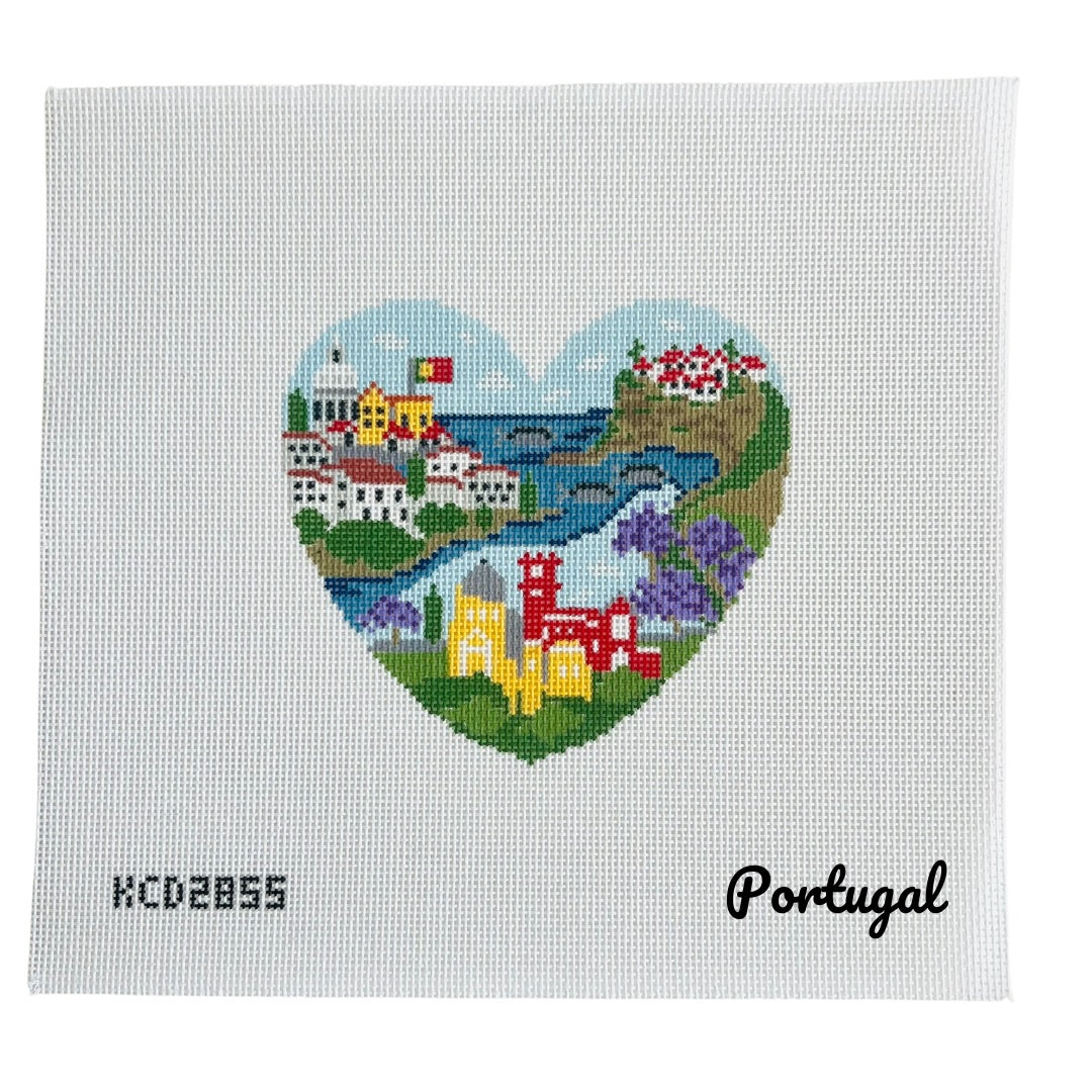 Portugal Heart Needlepoint Canvas - KC Needlepoint