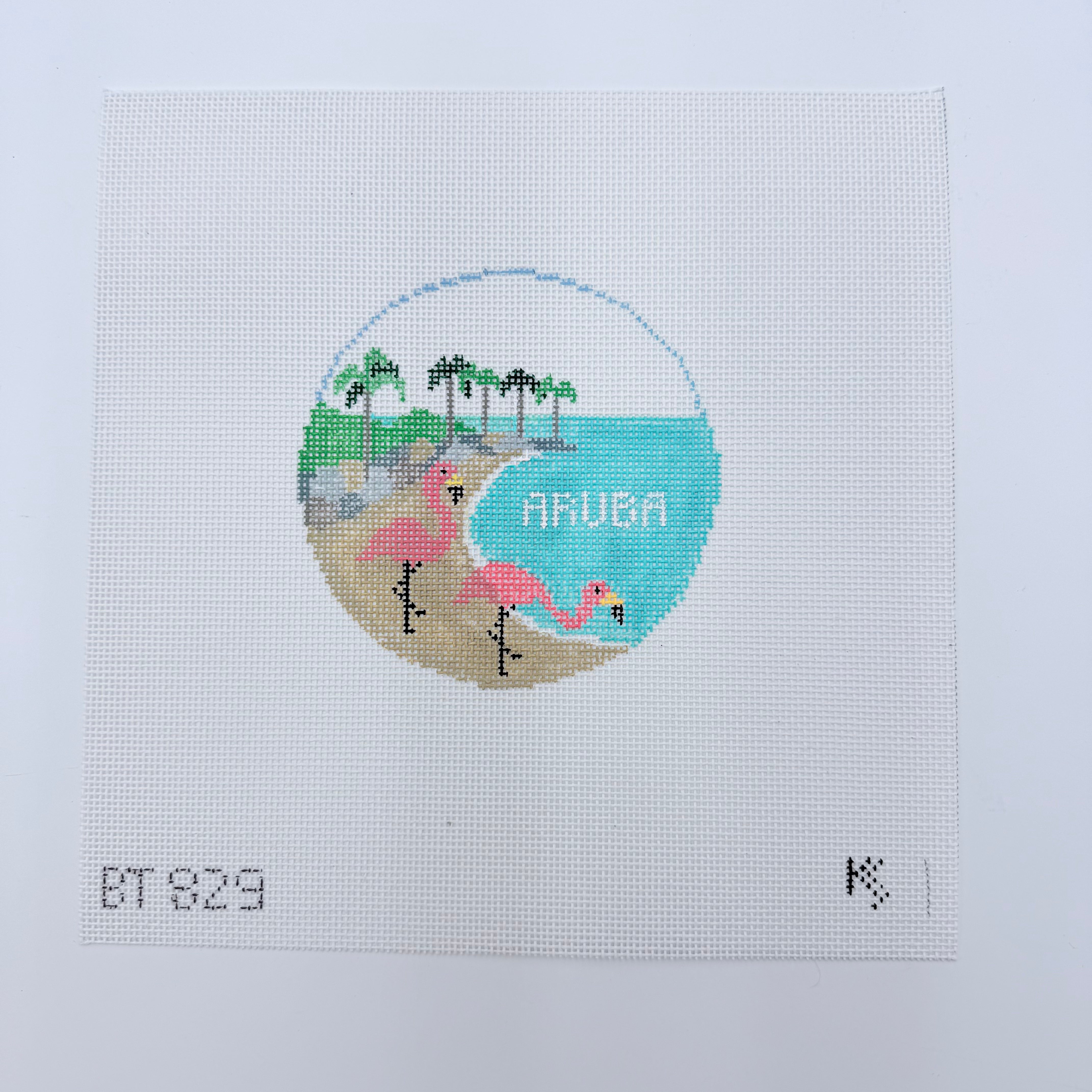 Aruba Travel Round Canvas - KC Needlepoint