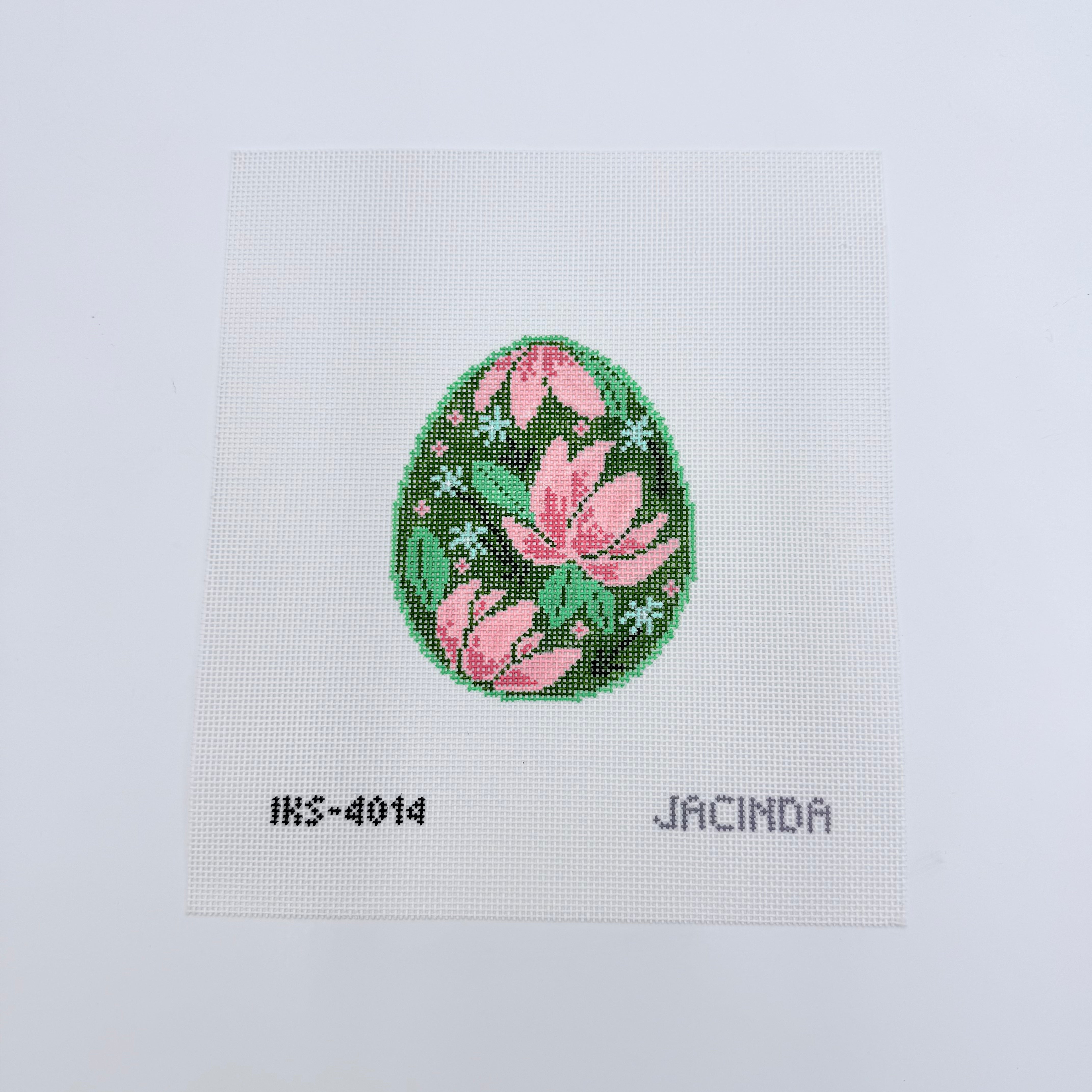 Pink Flower Egg Canvas - KC Needlepoint