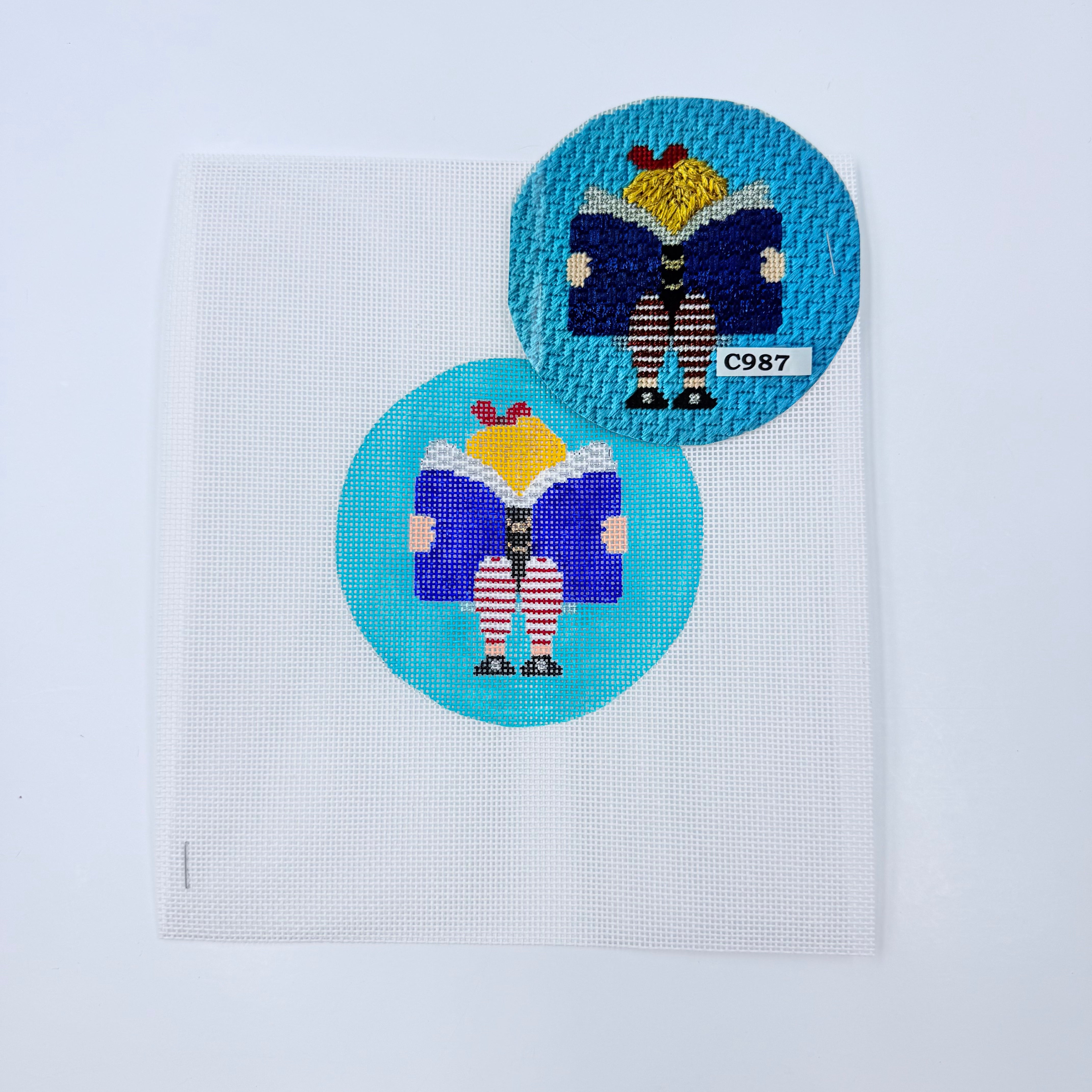 Bookworm Girl Canvas - KC Needlepoint