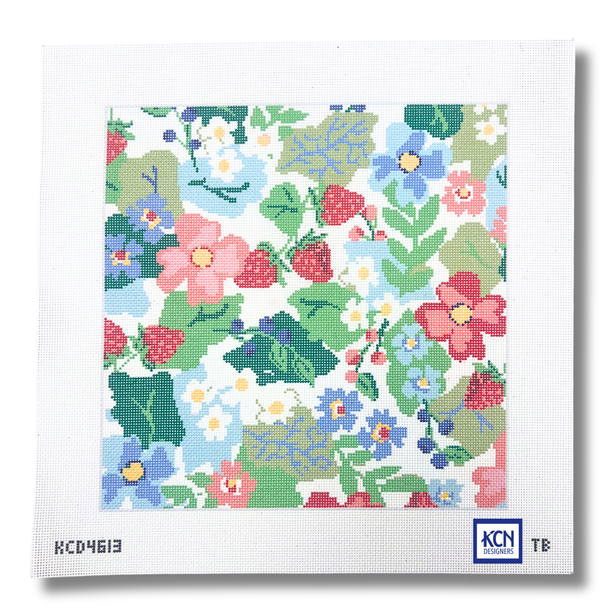 Strawberry Floral Square - KC Needlepoint