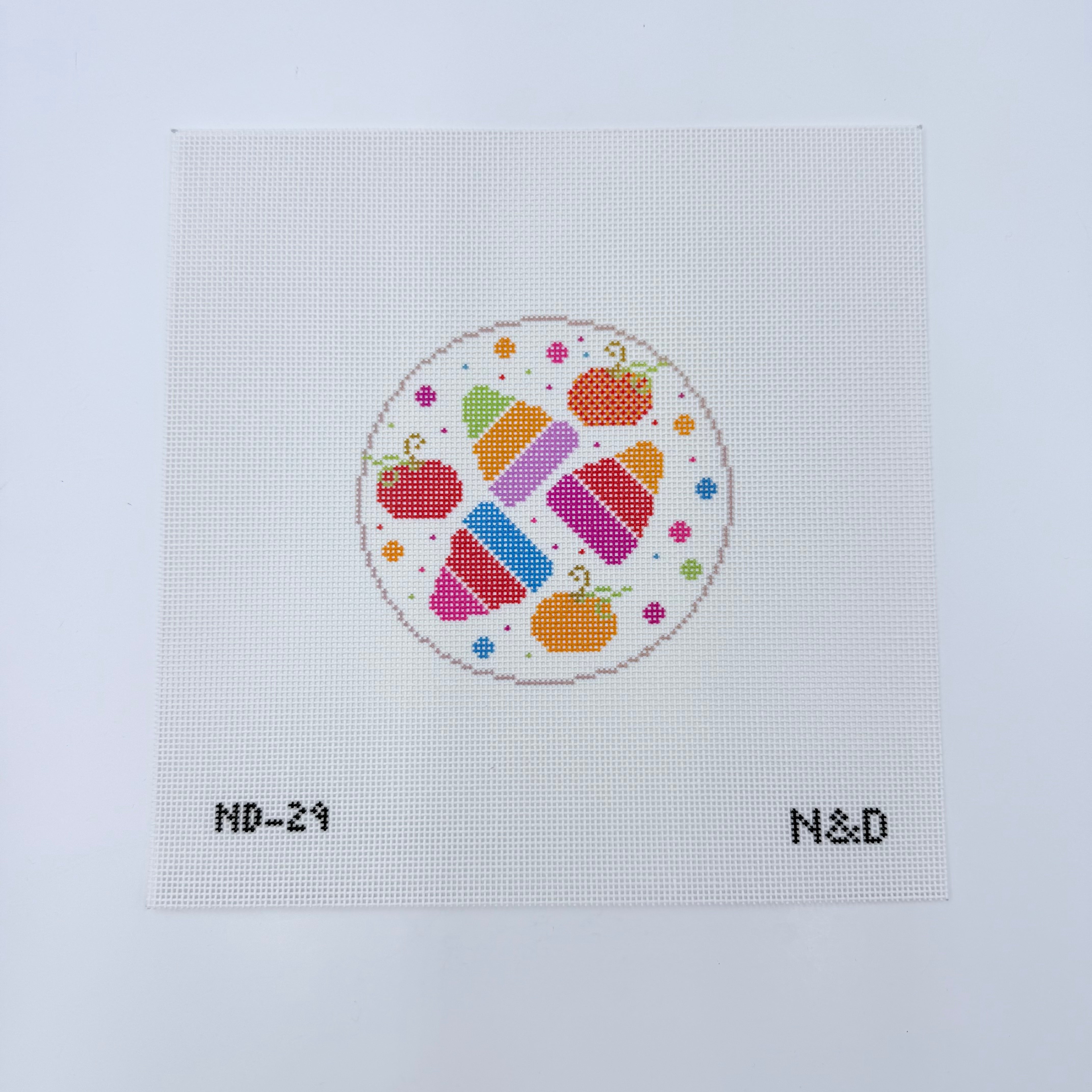 Colorful Candy Corn Round Canvas - KC Needlepoint