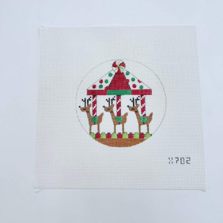 Reindeer Carousel Canvas - KC Needlepoint