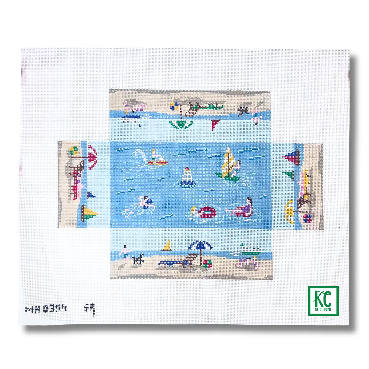 Day at the Beach Brick Cover - KC Needlepoint
