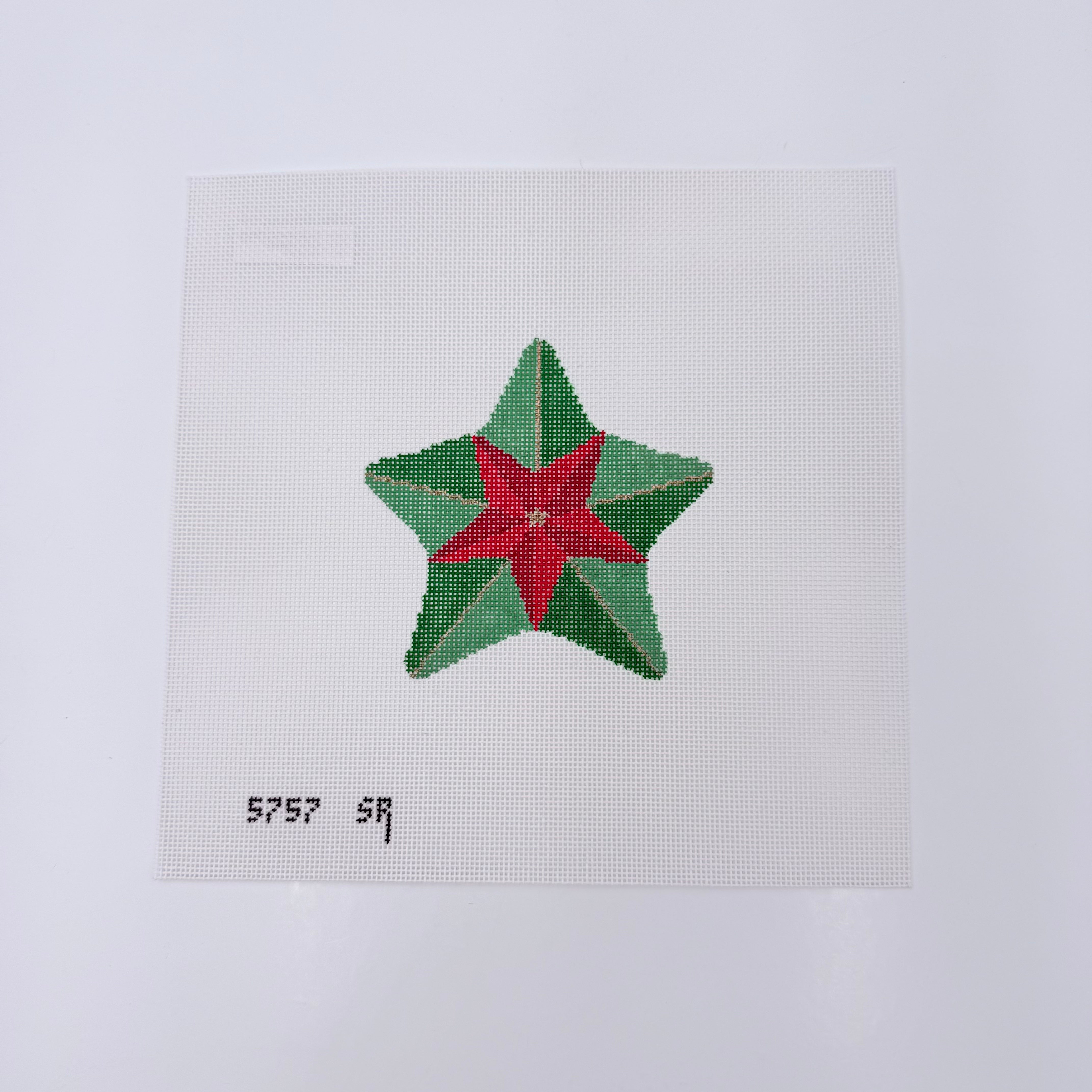 Red and Green Star Canvas - KC Needlepoint