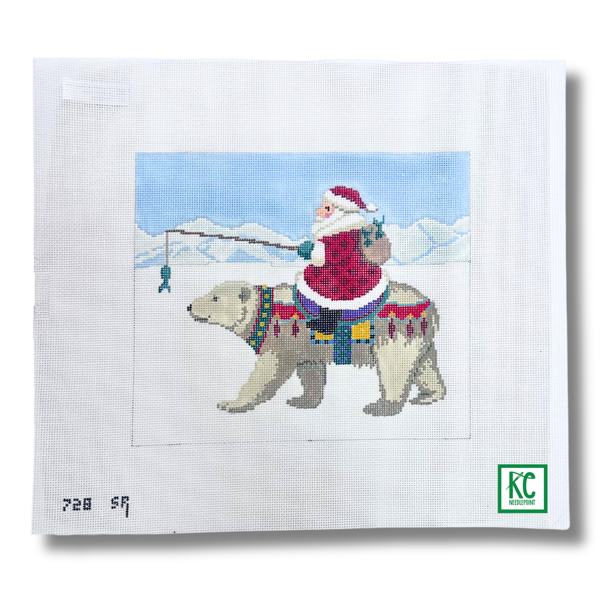 Santa Riding Polar Bear Canvas - KC Needlepoint