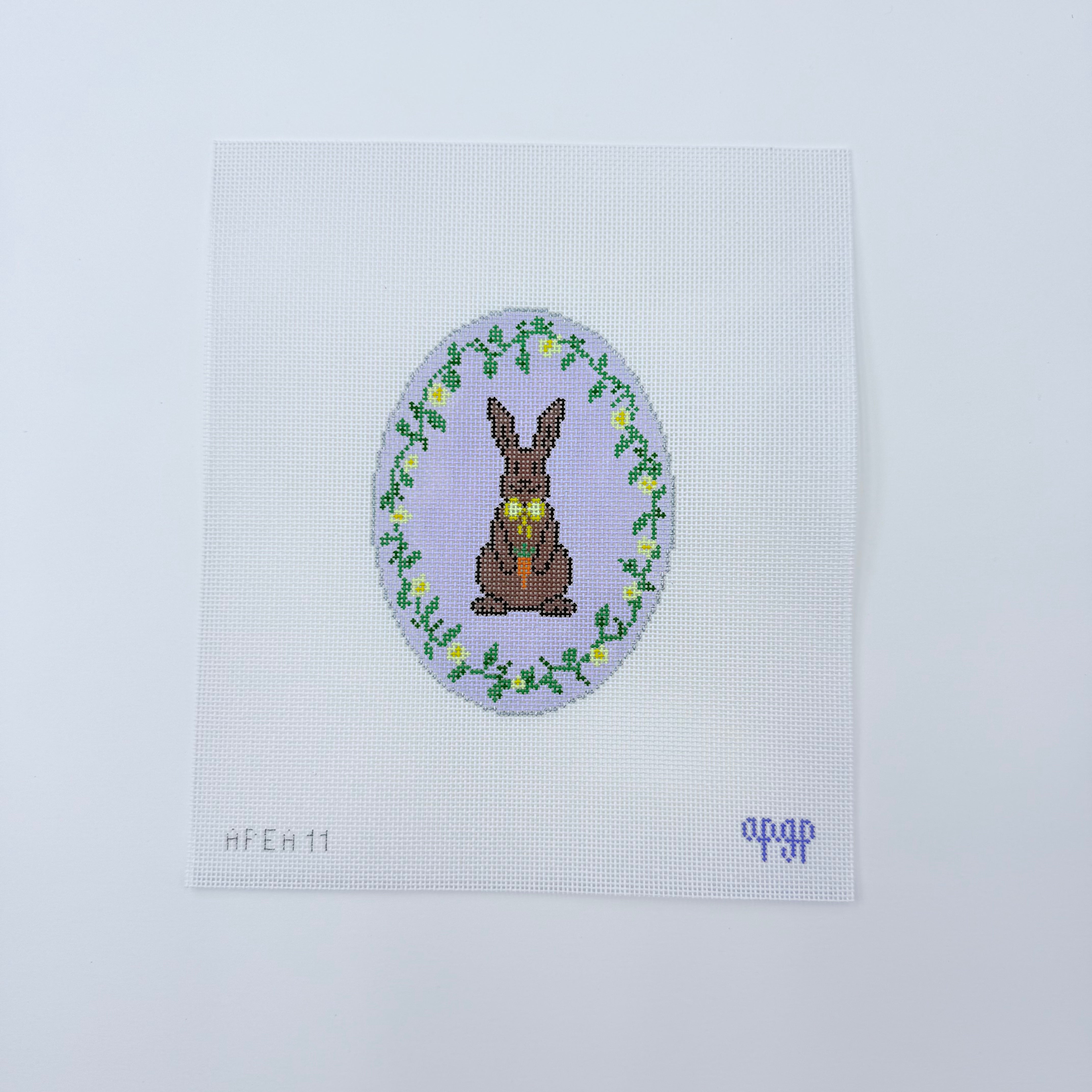 Lavender Chocolate Bunny Egg Canvas - KC Needlepoint