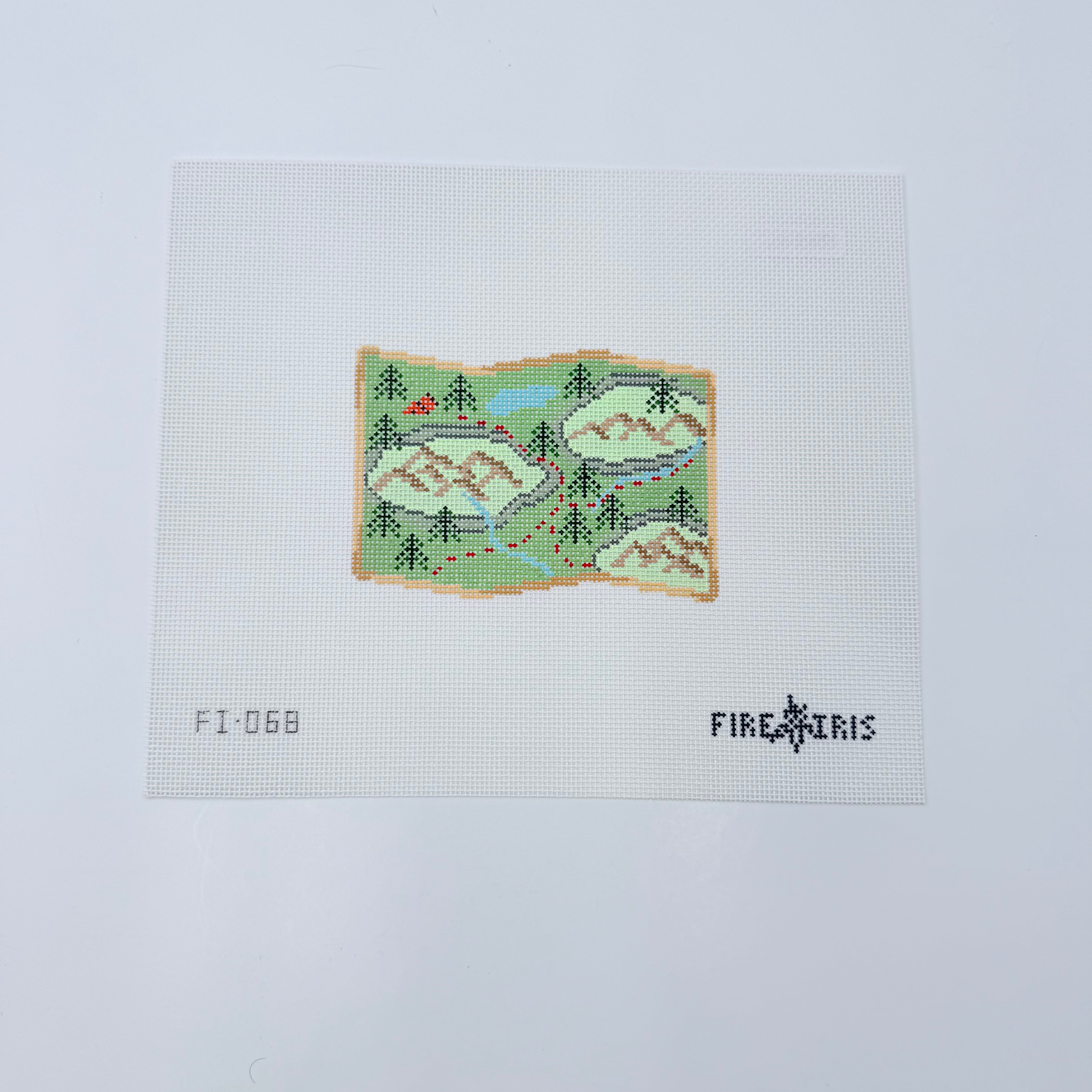 Hiking Map Canvas - KC Needlepoint