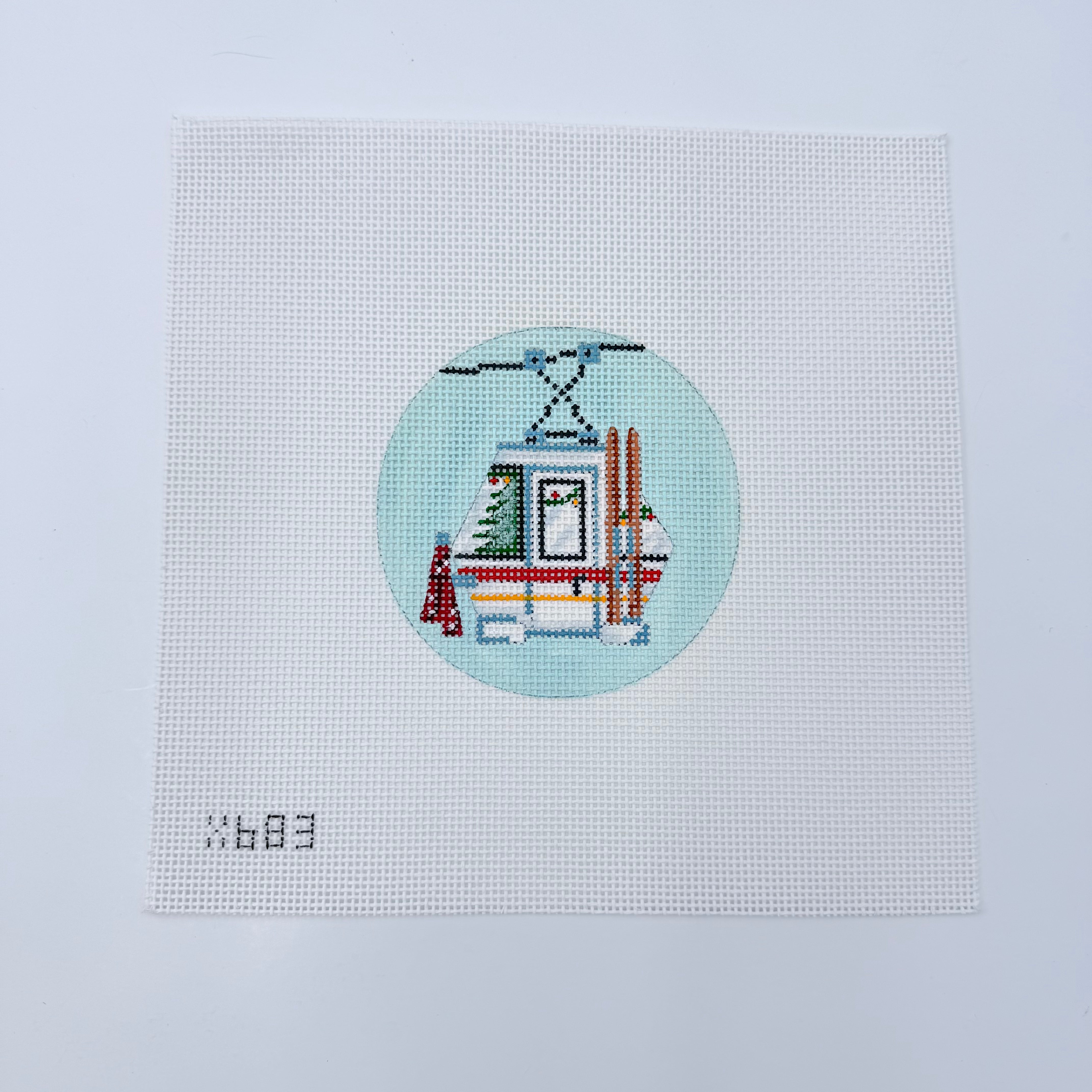 Ski Lift Round Canvas - KC Needlepoint