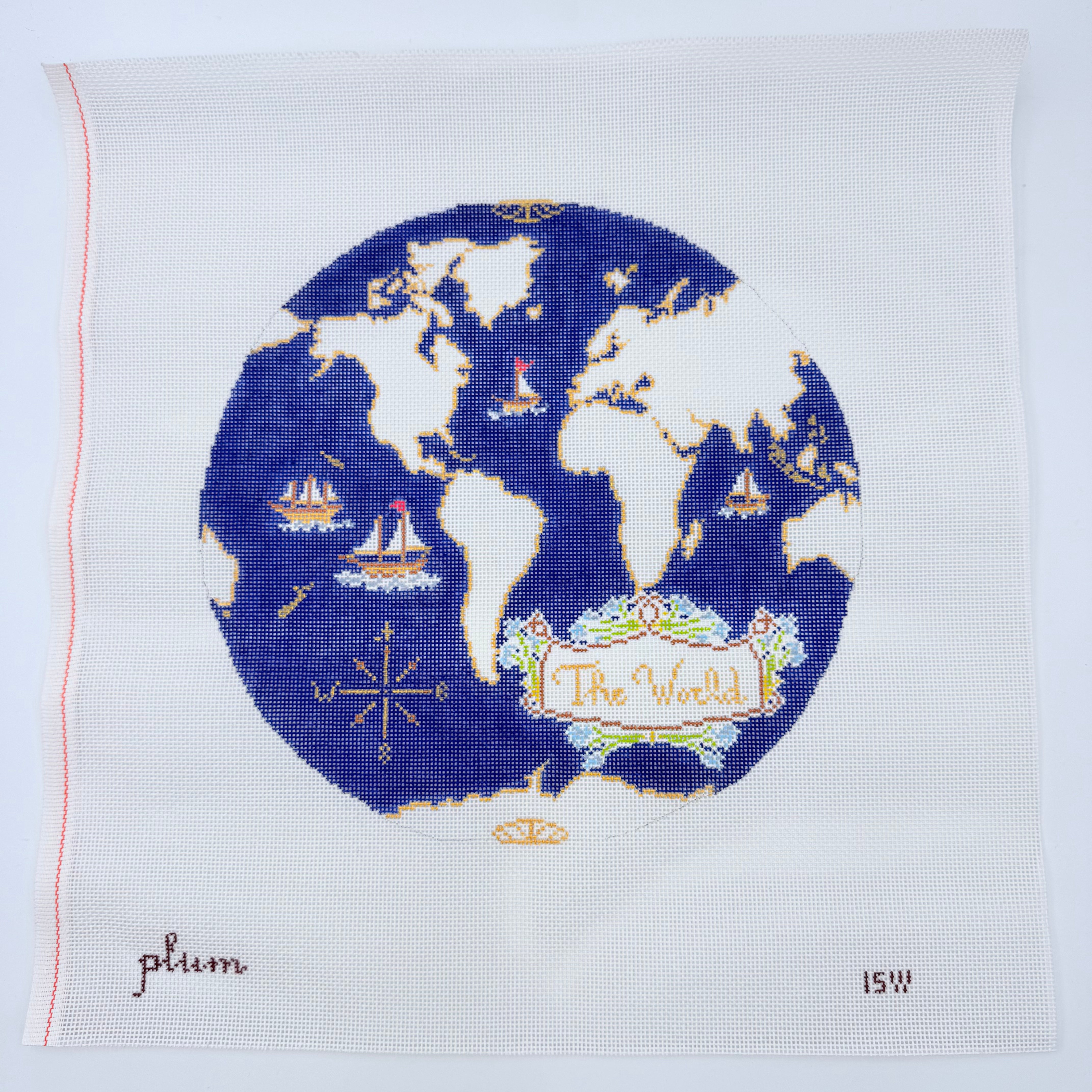 Atlas on Dark Blue Needlepoint Canvas - KC Needlepoint