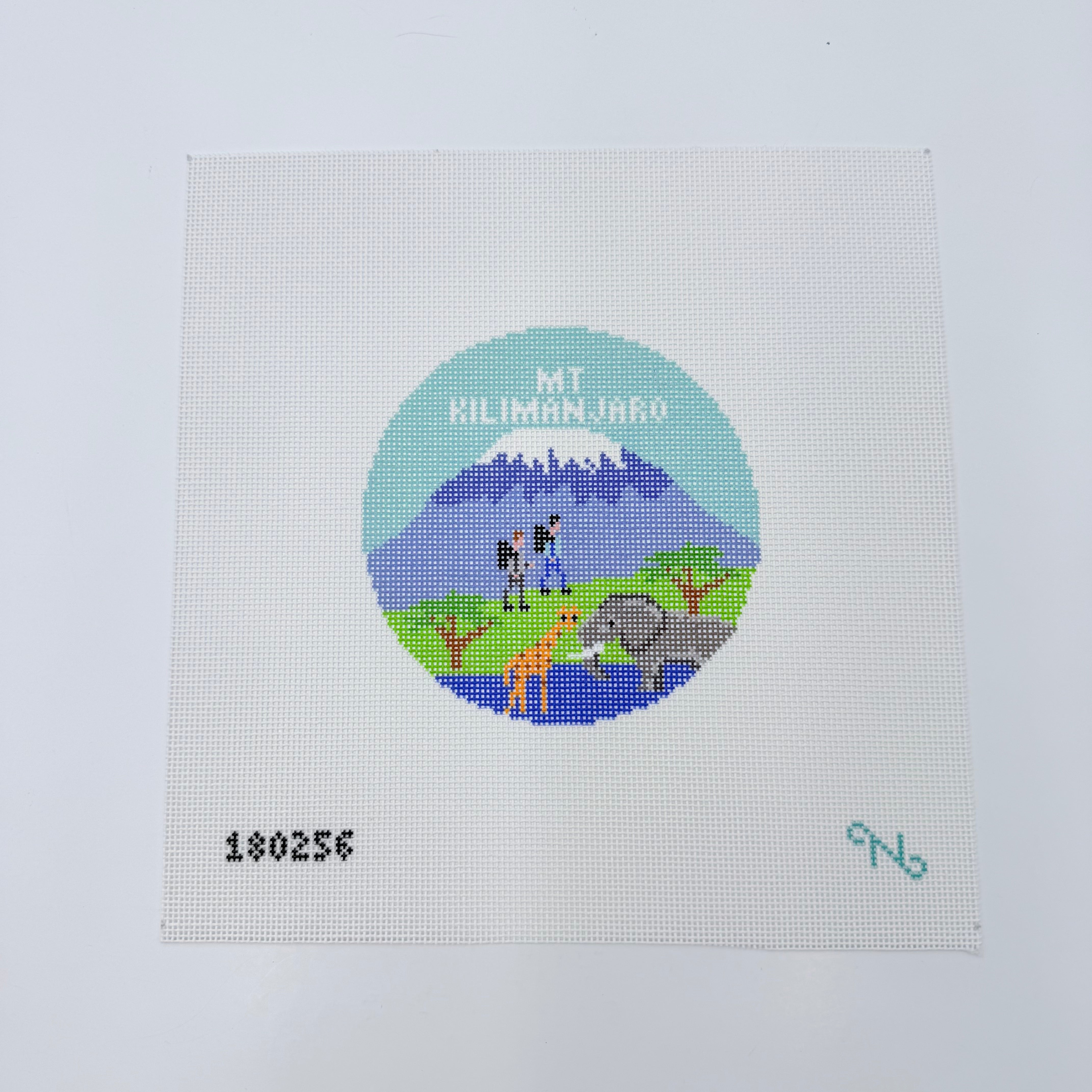 Mt. Kilimanjaro Travel Round Canvas - KC Needlepoint