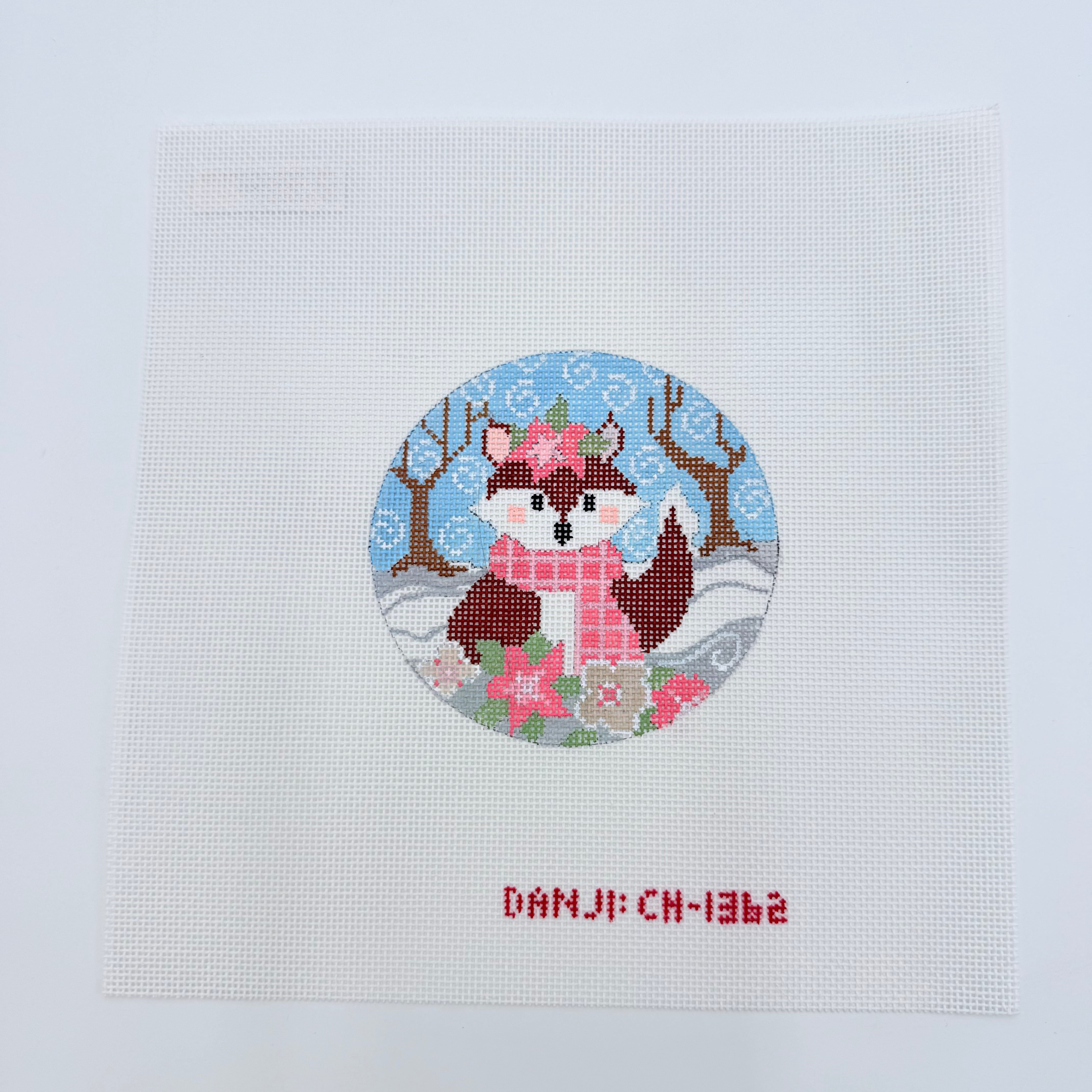 Woodland Creatures Fox Round Canvas - KC Needlepoint