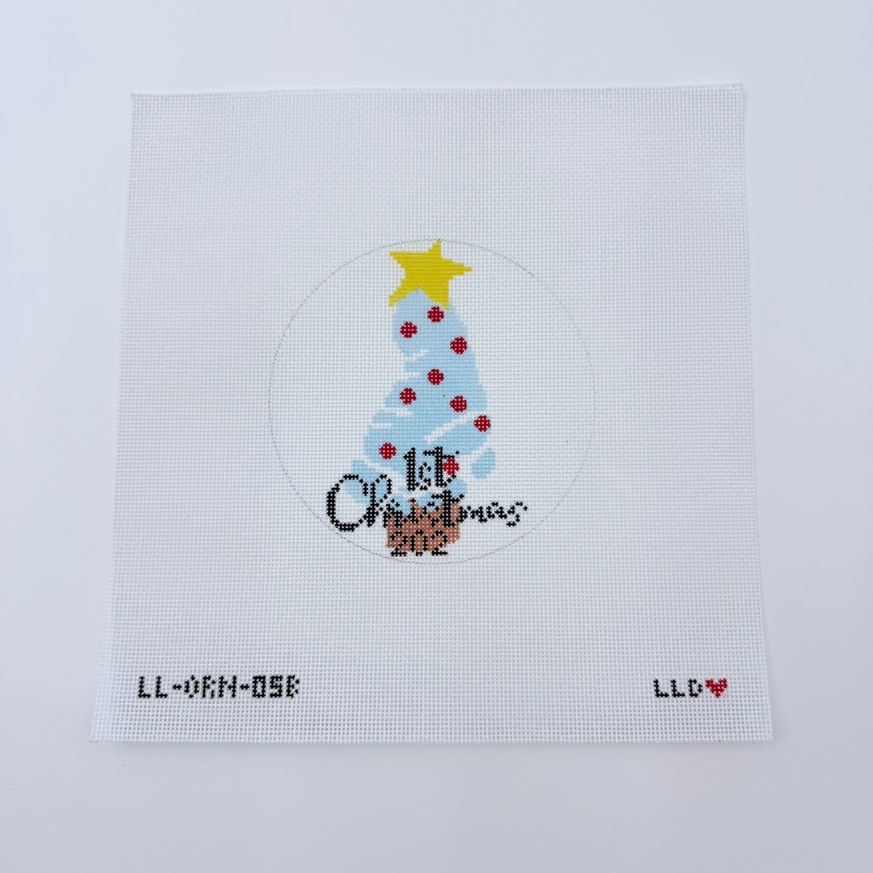 Blue Baby's First Christmas Foot Canvas - KC Needlepoint
