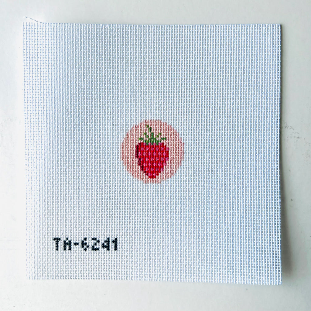 Strawberry Key Fob Canvas - KC Needlepoint