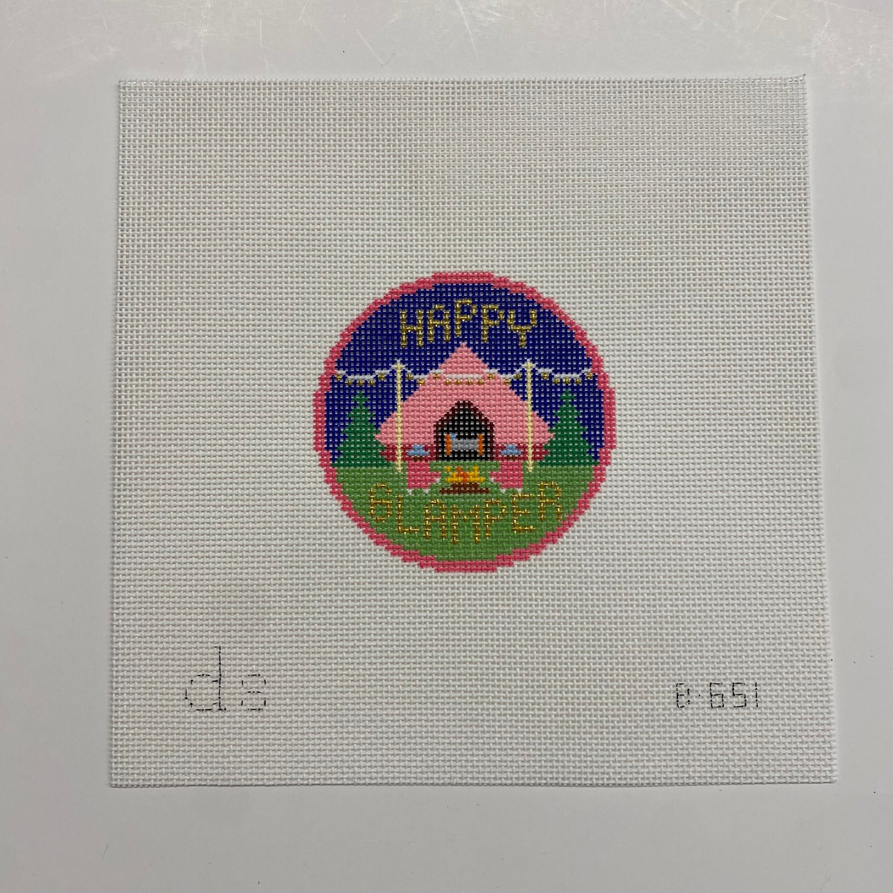 Happy Glamper Round Canvas - KC Needlepoint
