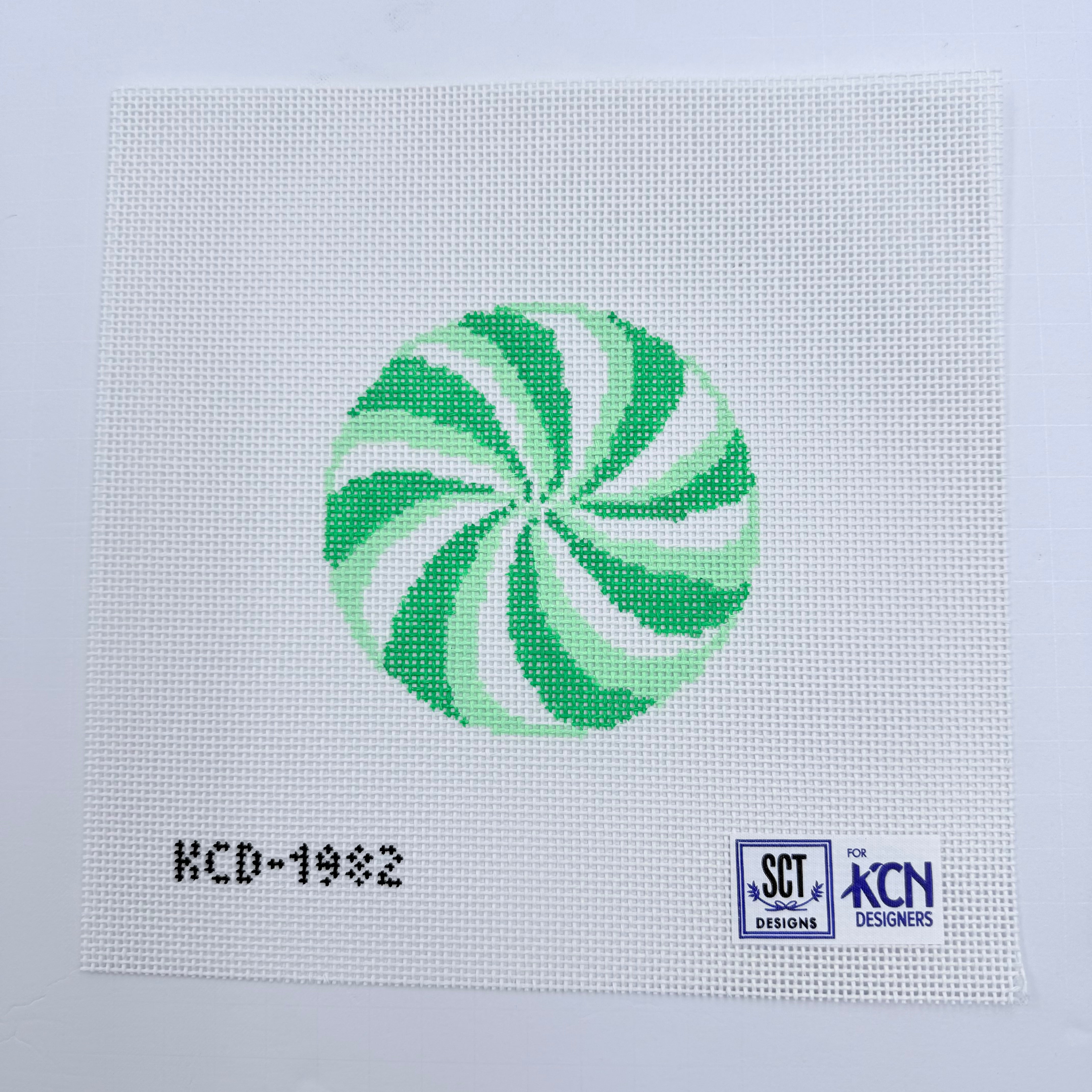 Green Peppermint Round Canvas - KC Needlepoint