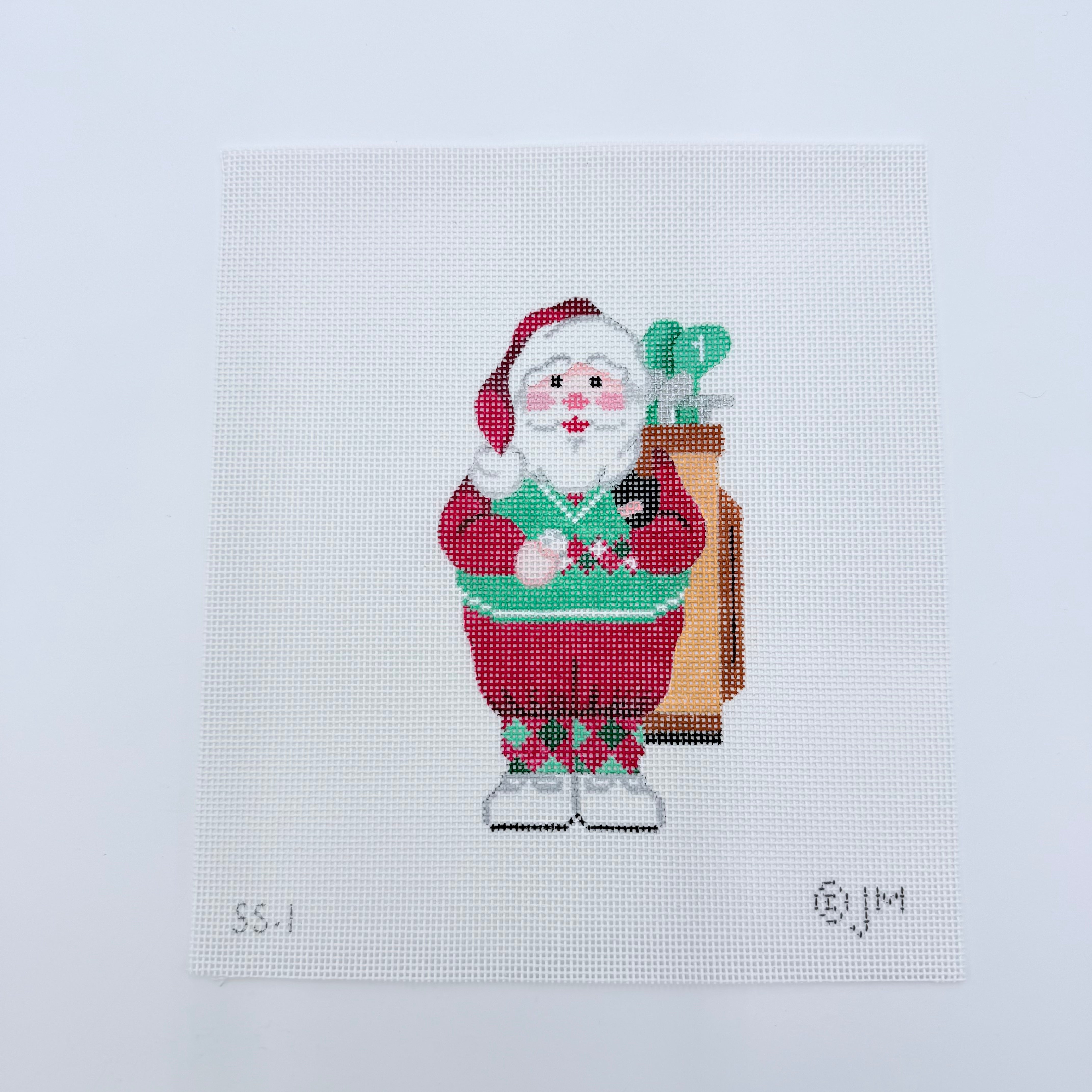 Sport Santa Golf Canvas - KC Needlepoint