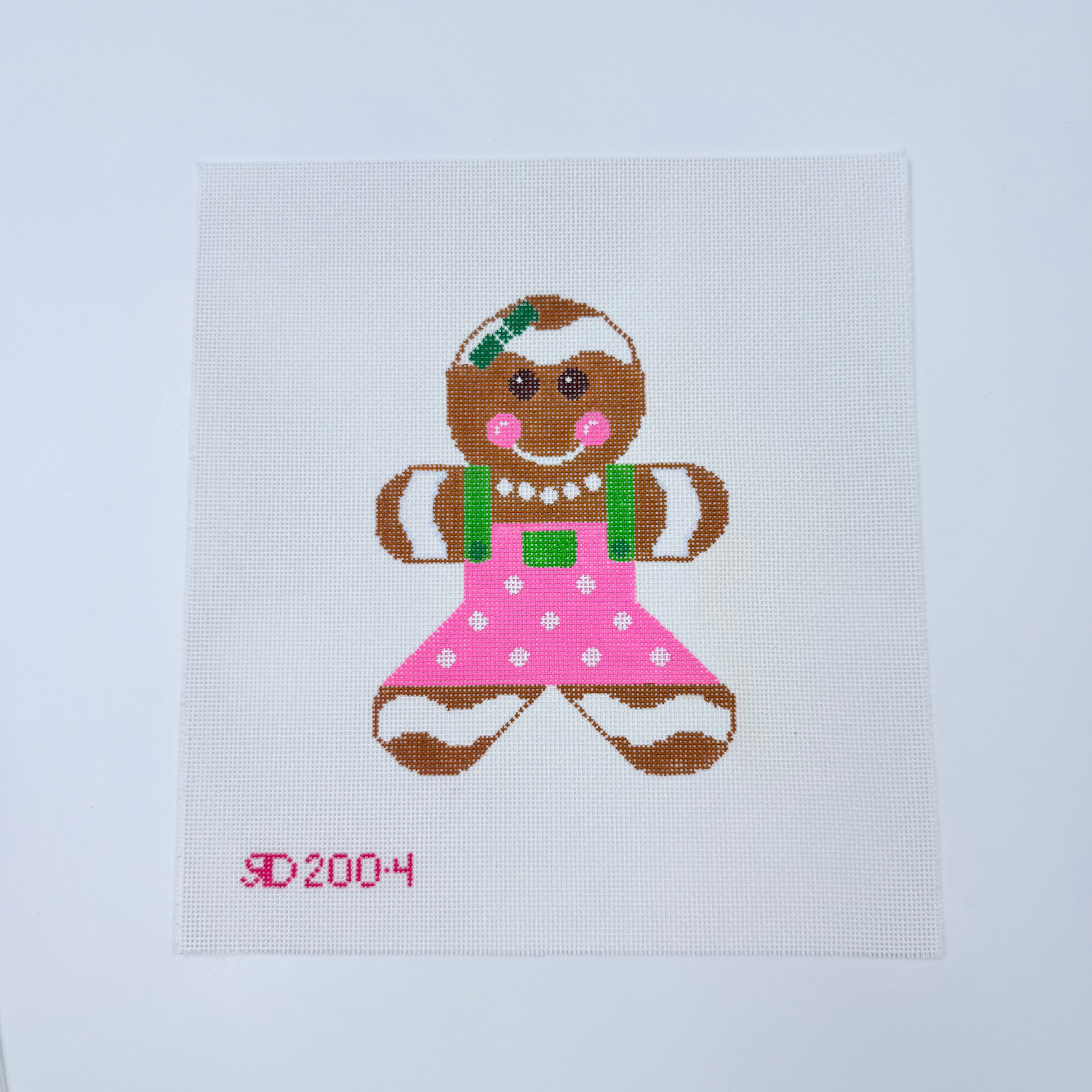 Pink Gingerbread Girl Canvas - KC Needlepoint