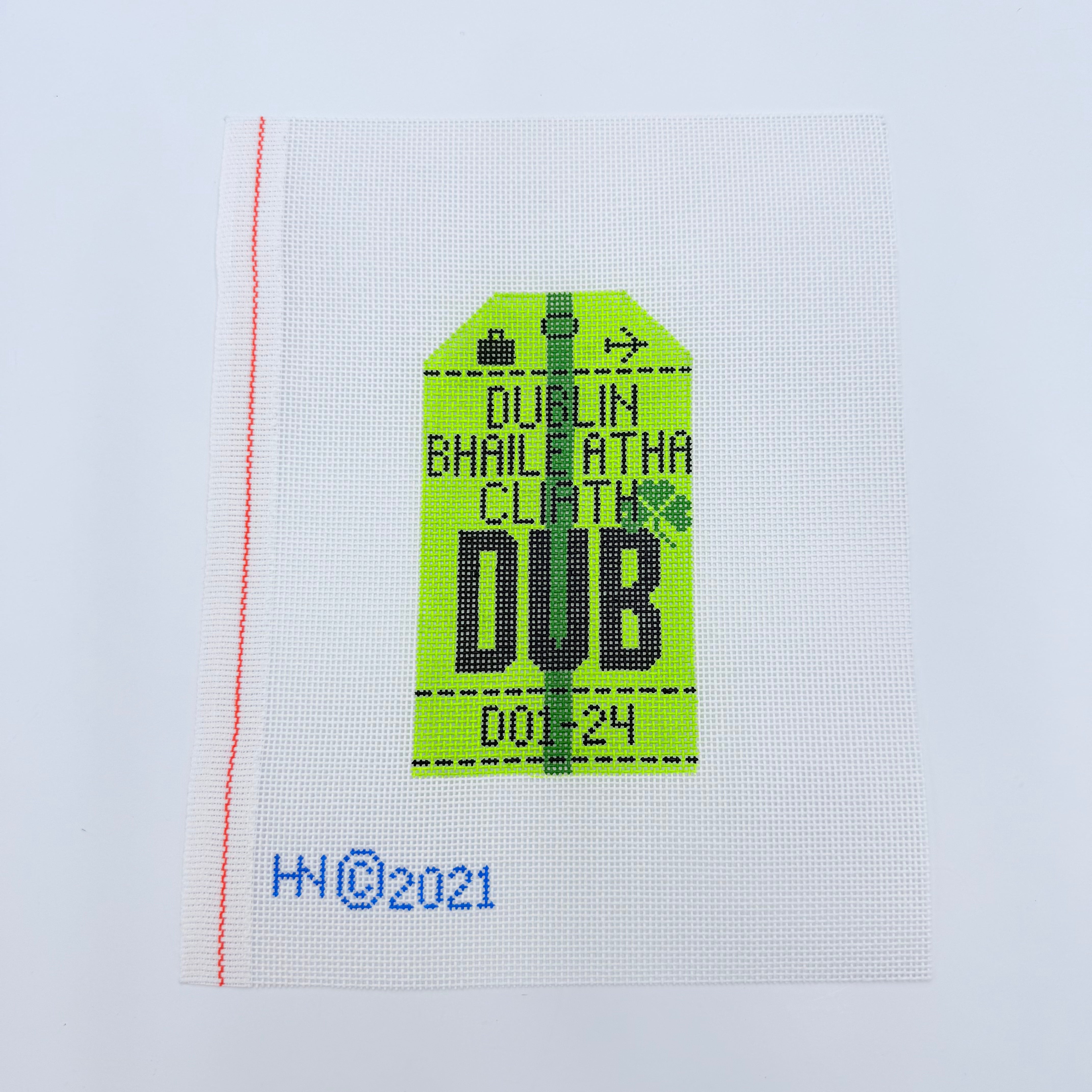 Dublin Vintage Travel Tag Canvas - KC Needlepoint