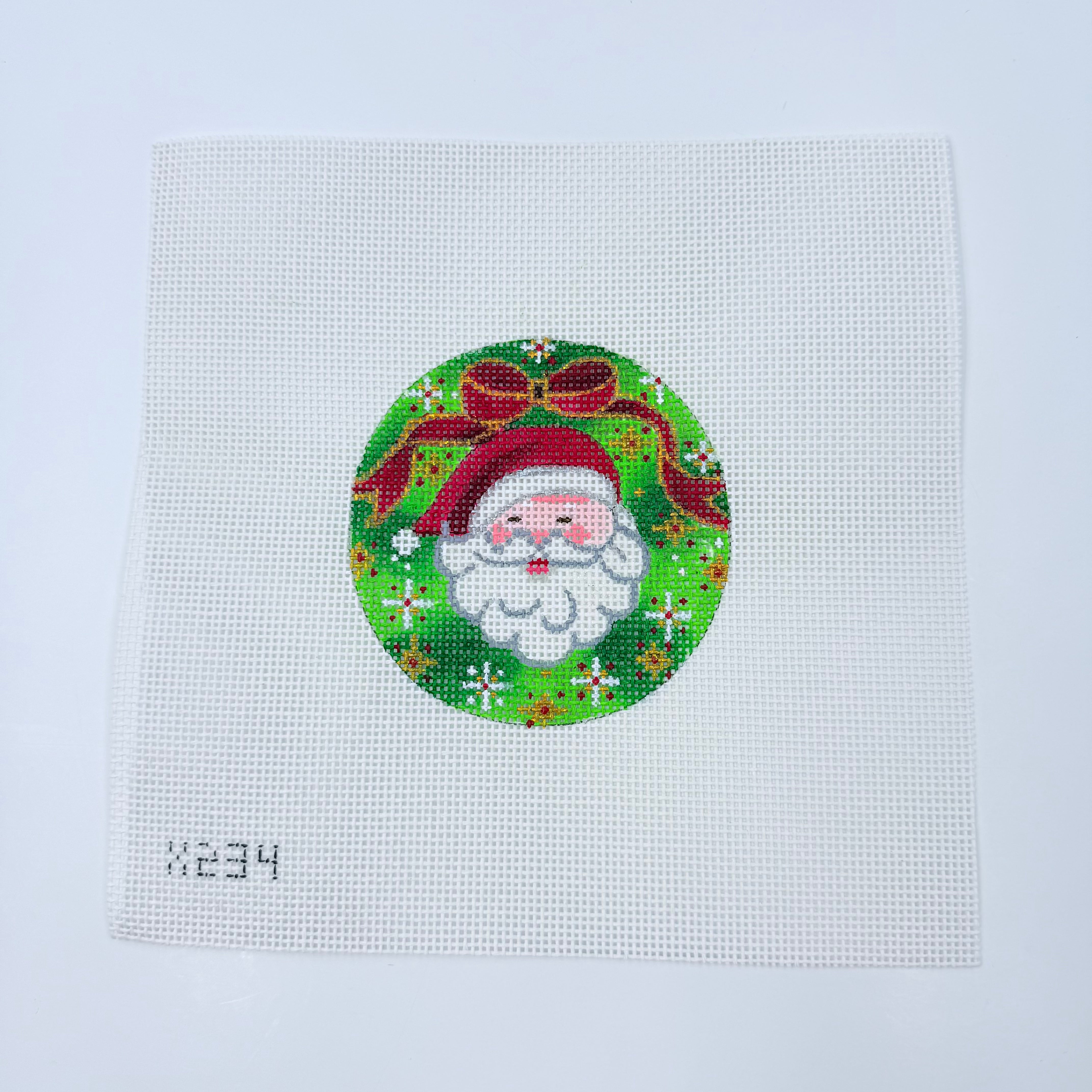 Santa and Wreath Canvas - KC Needlepoint