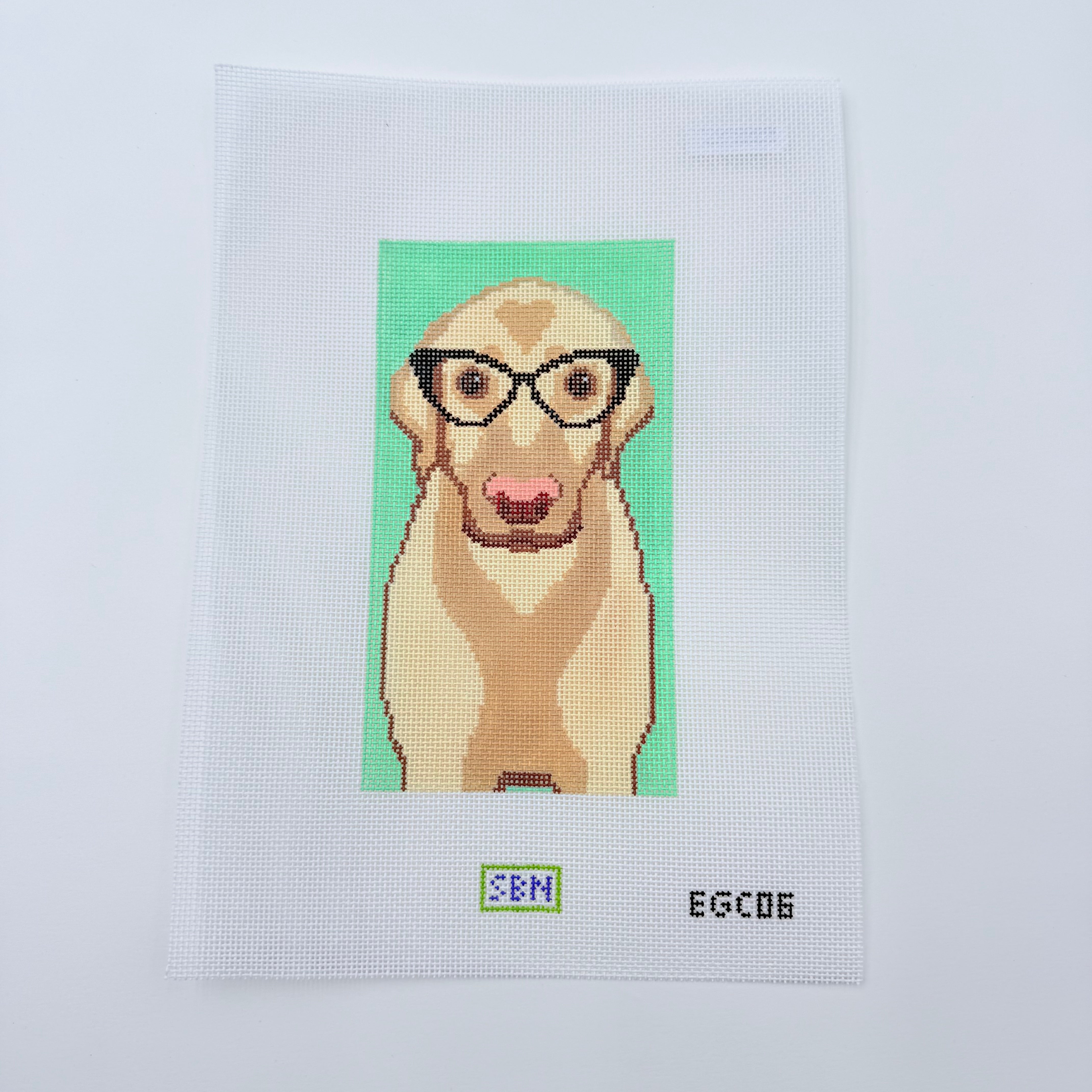 Yellow Lab with Glasses Eyeglass Case Canvas - KC Needlepoint
