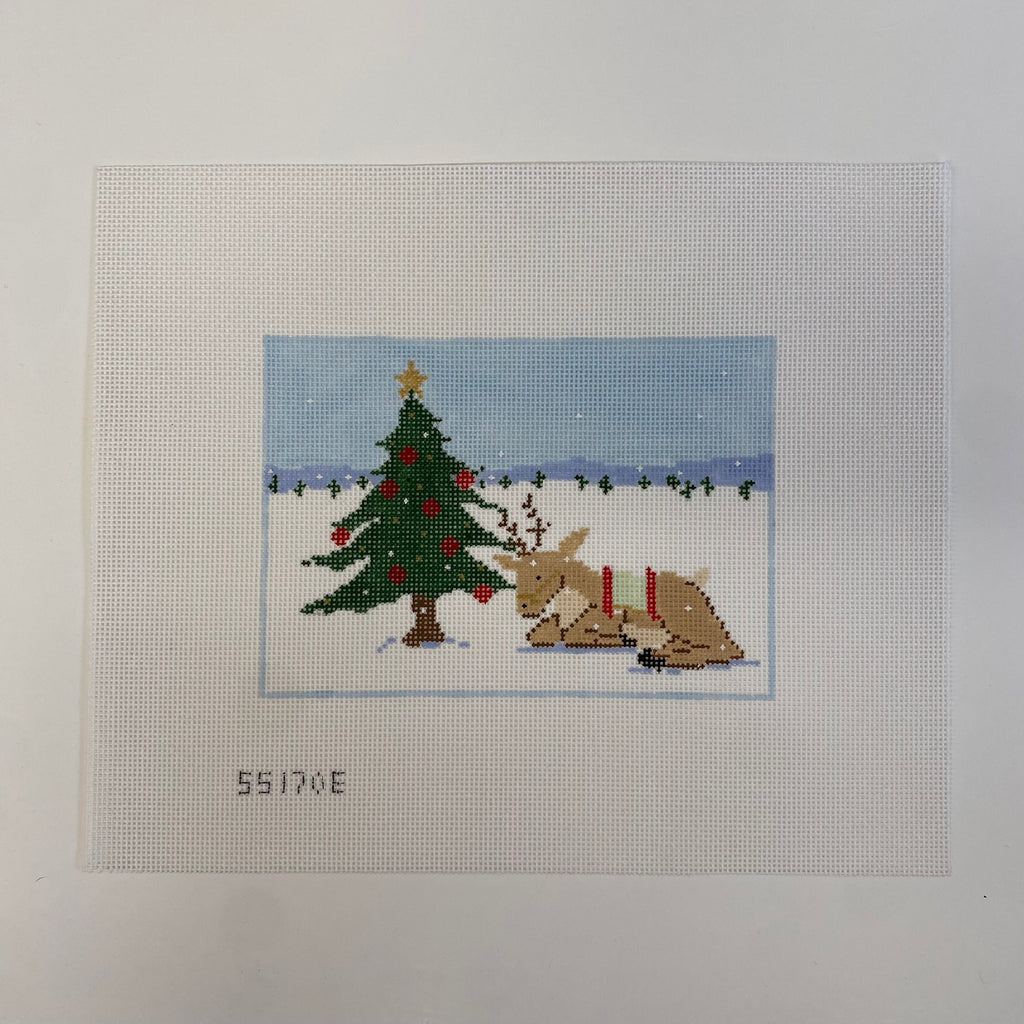 Reindeer and Tree Canvas - KC Needlepoint