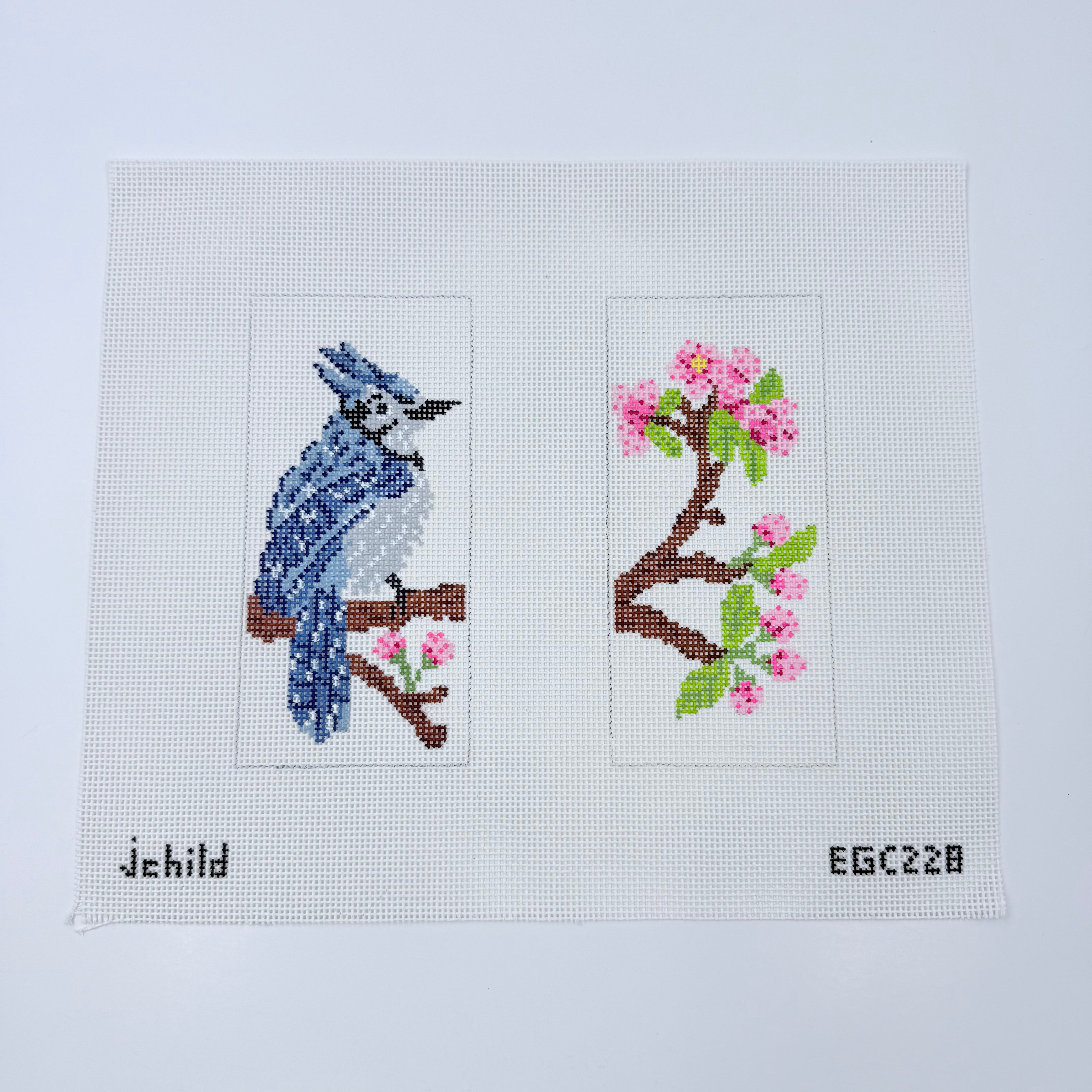 Blue Jay Eyeglass Case Canvas - KC Needlepoint