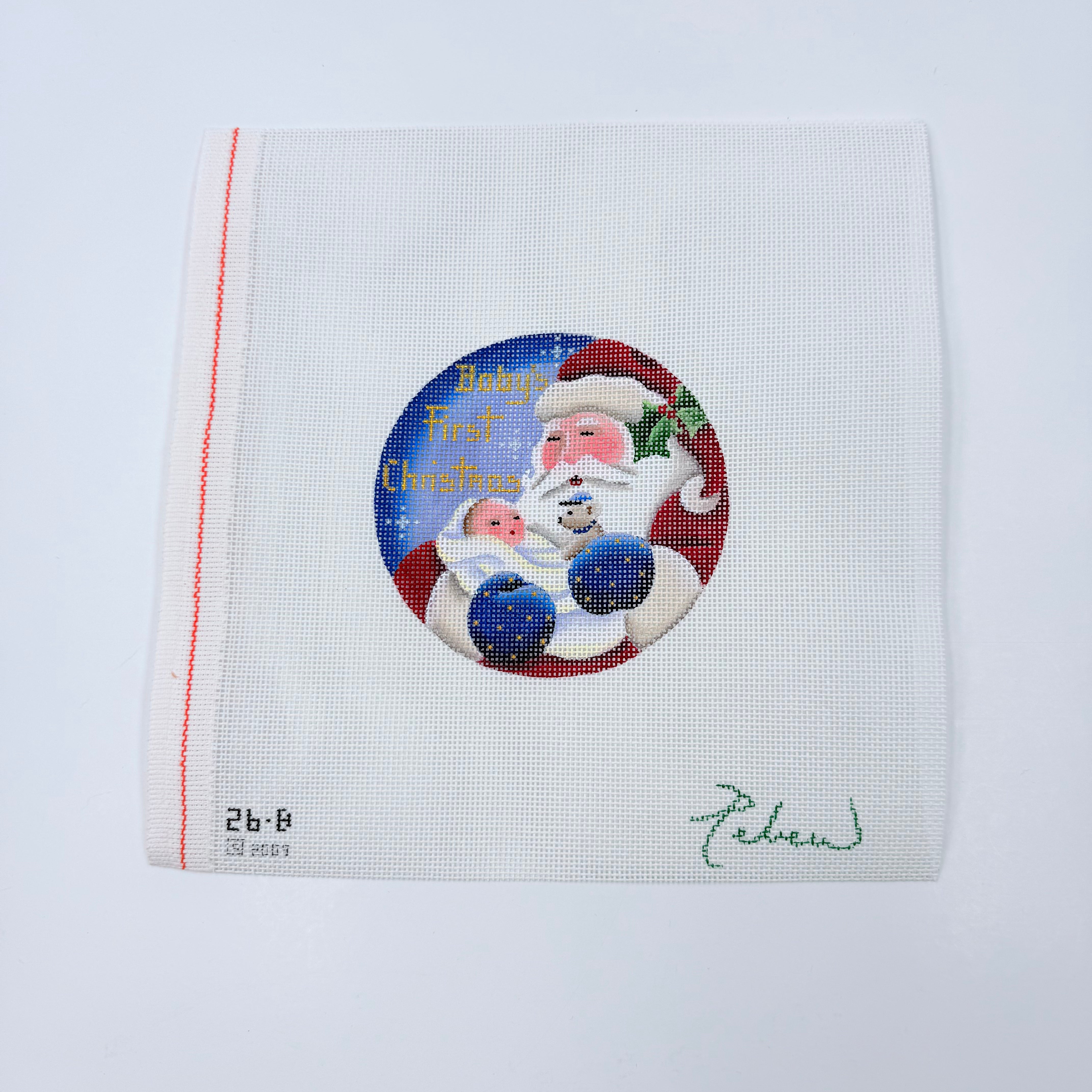 Baby's First Christmas Boy Round - KC Needlepoint