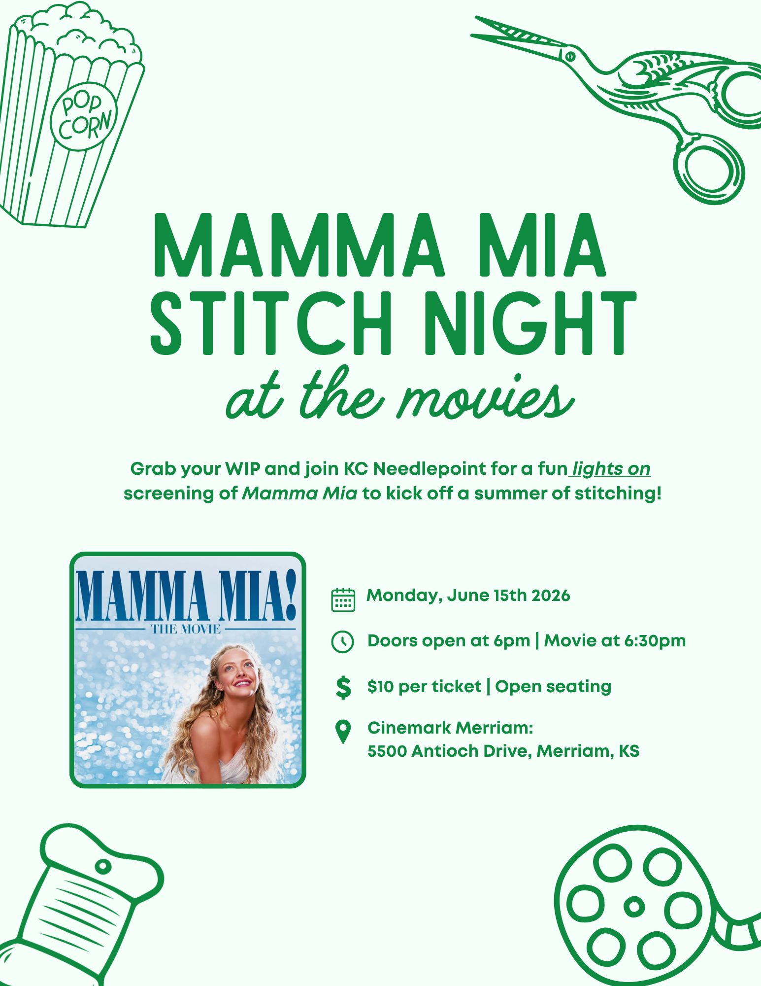 Mamma Mia Movie Stitch Night - KC Needlepoint
