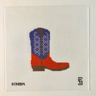 Orange and Purple Cowboy Boot Canvas - KC Needlepoint