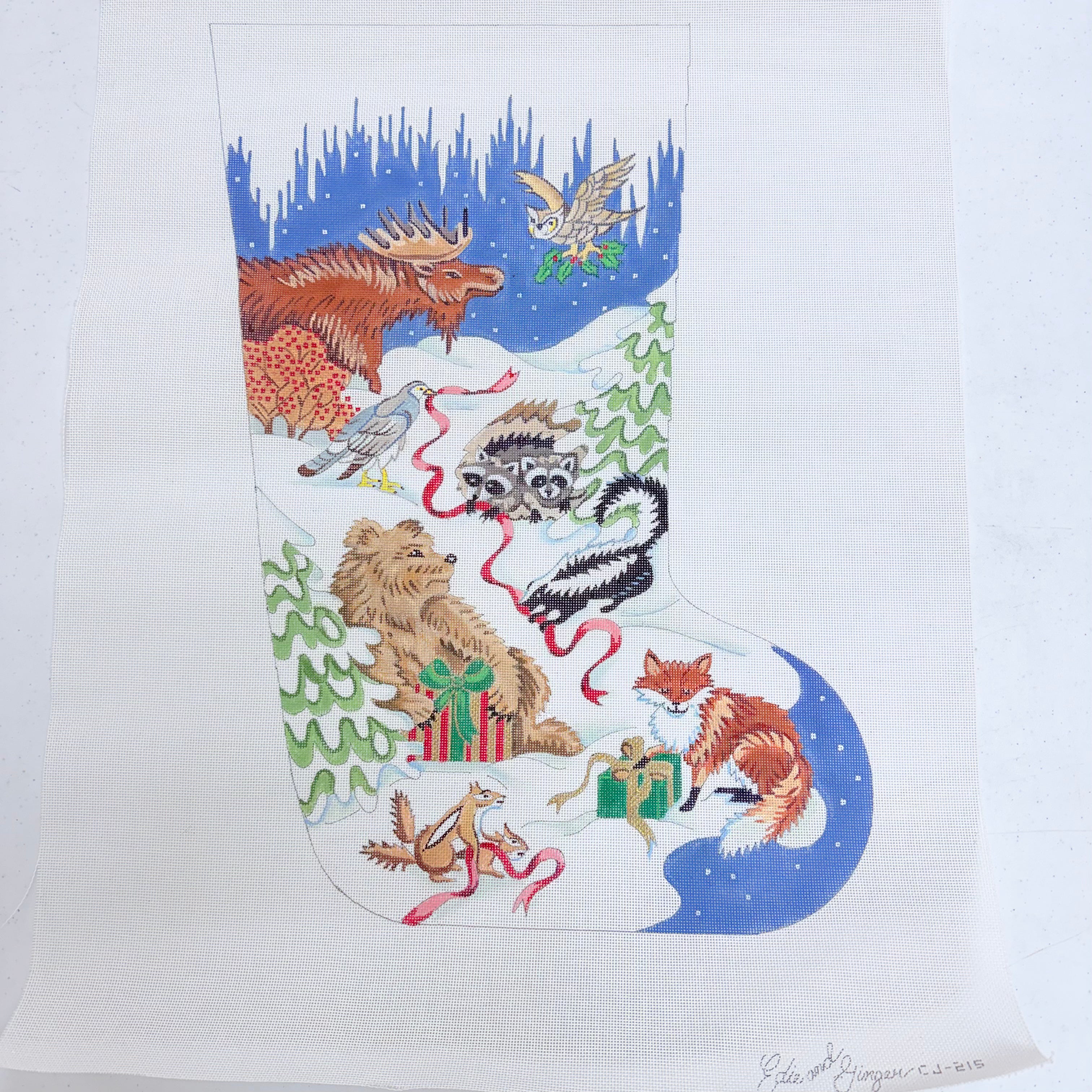 Woodland Animals Stocking Canvas - KC Needlepoint