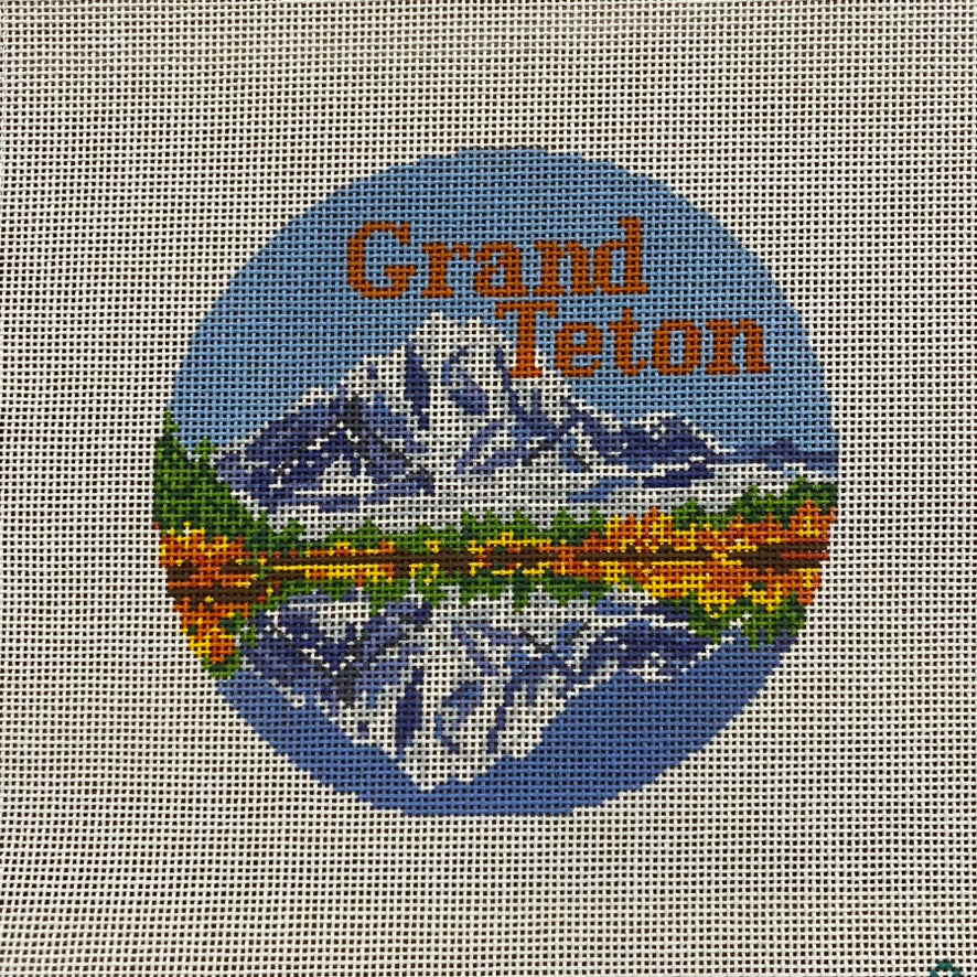 Grand Teton Travel Round Canvas - KC Needlepoint