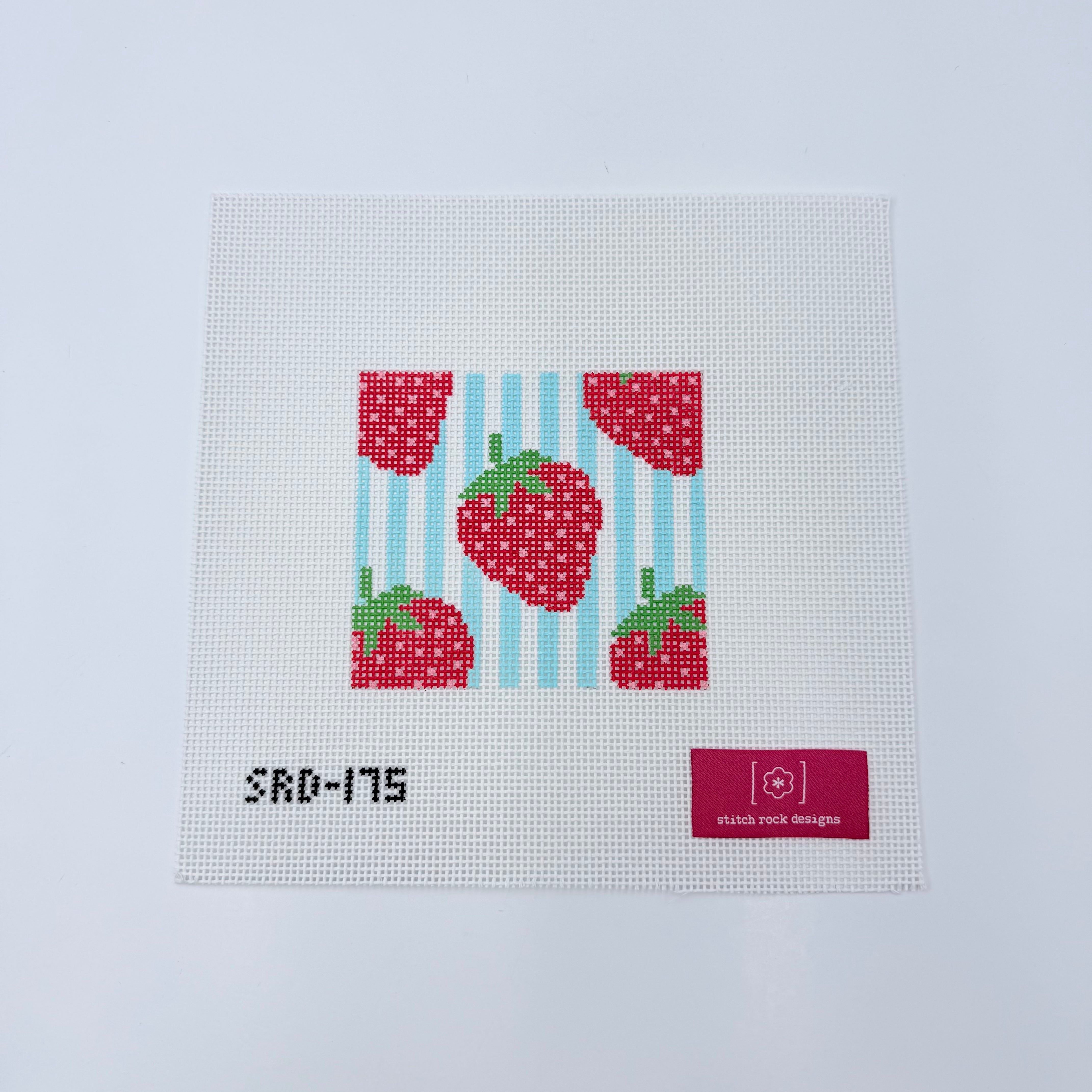 Strawberries Square Canvas - KC Needlepoint