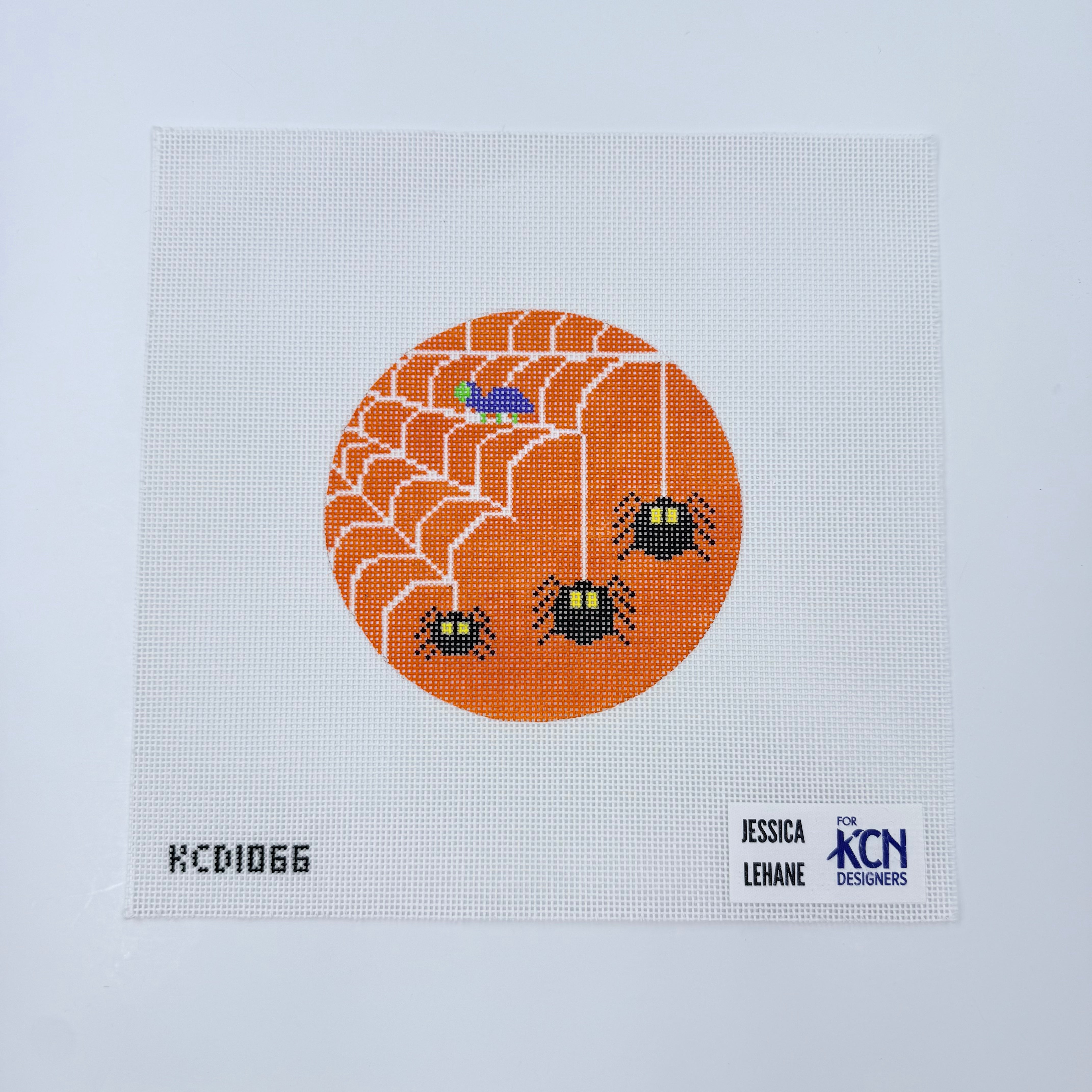 Spiders in Web Round - KC Needlepoint