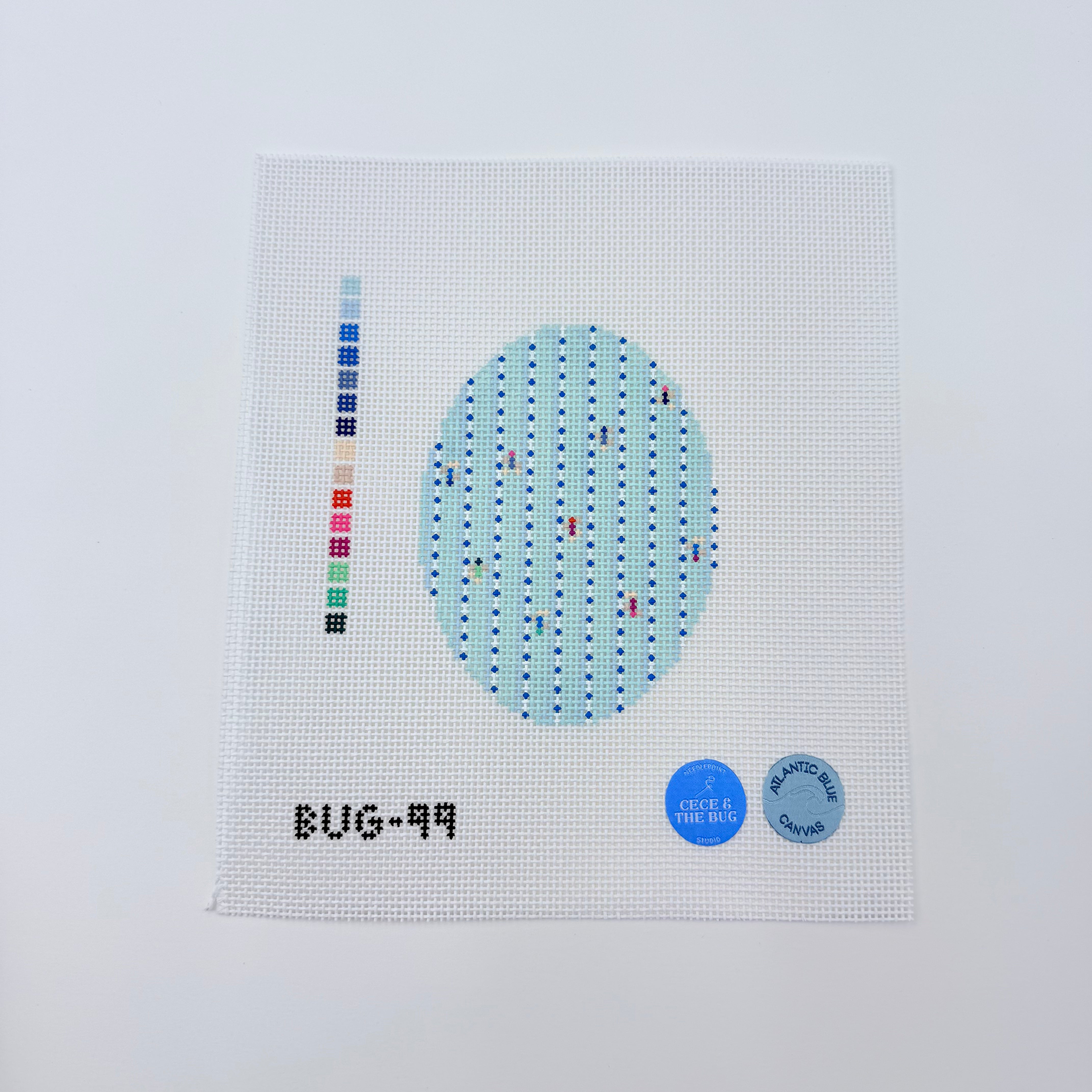 Swim from Above Oval Canvas - KC Needlepoint