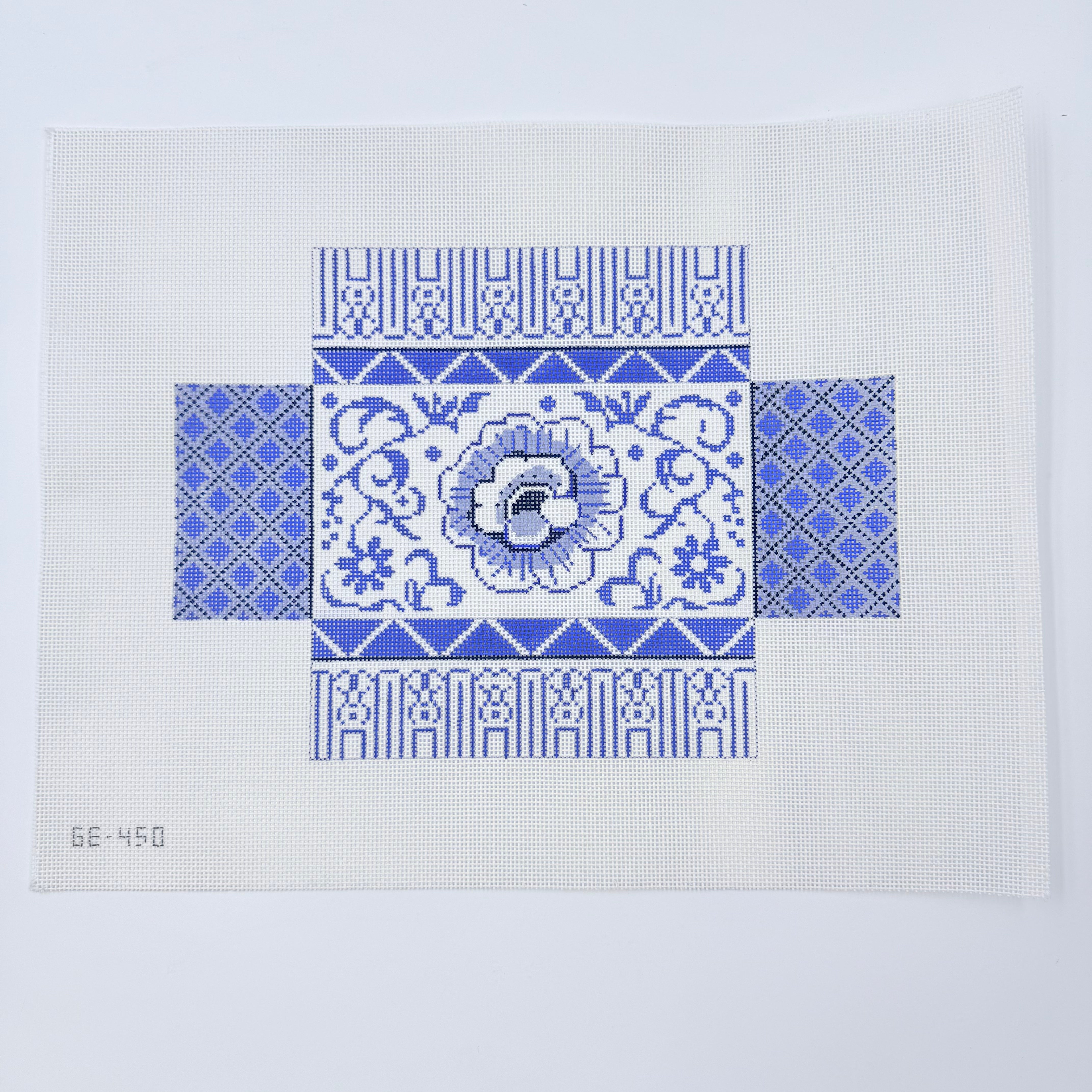 Blue and White Floral Brick Cover - KC Needlepoint