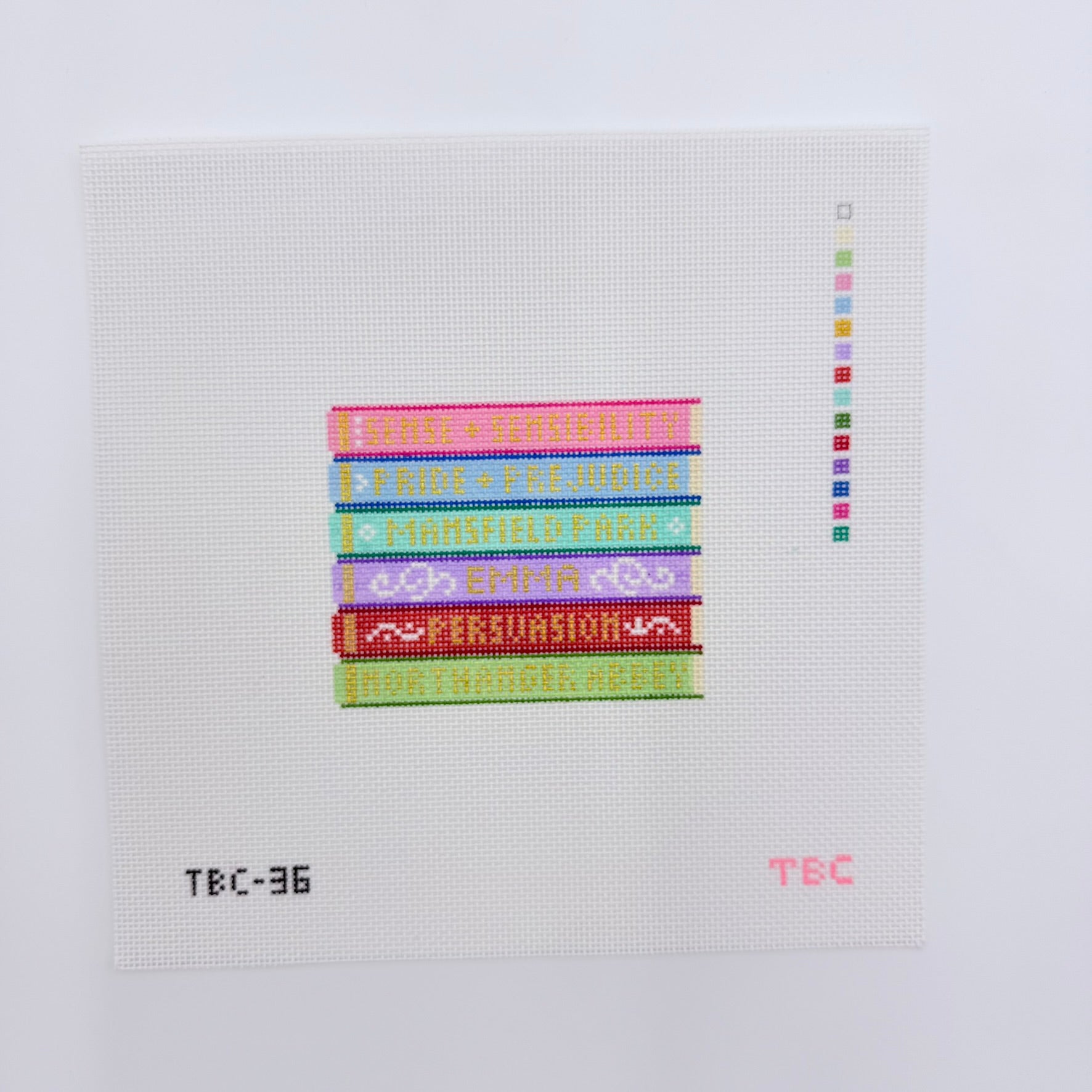 Jane Austen Book Stack Canvas - KC Needlepoint