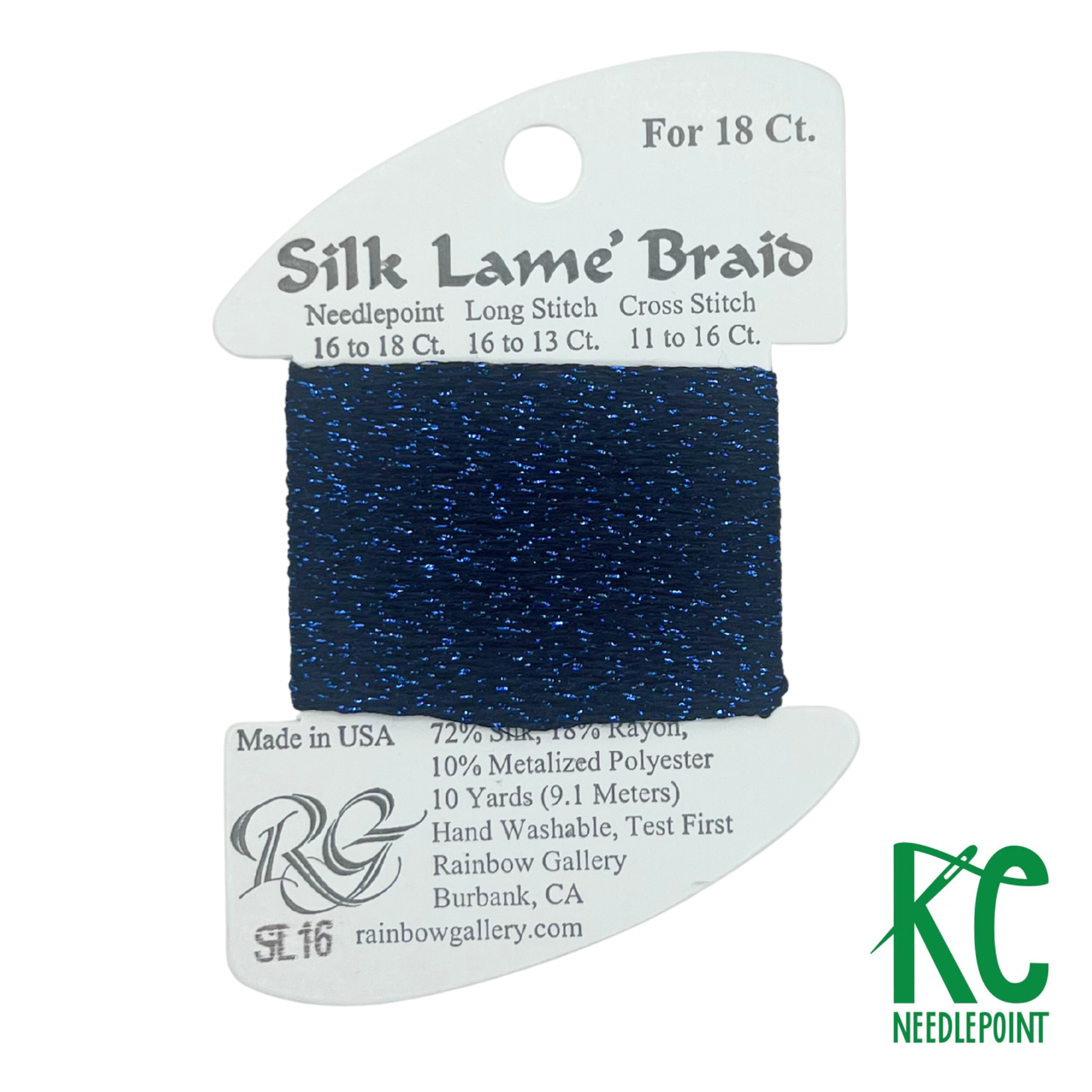 Silk Lamé Braid SL16 Navy - KC Needlepoint