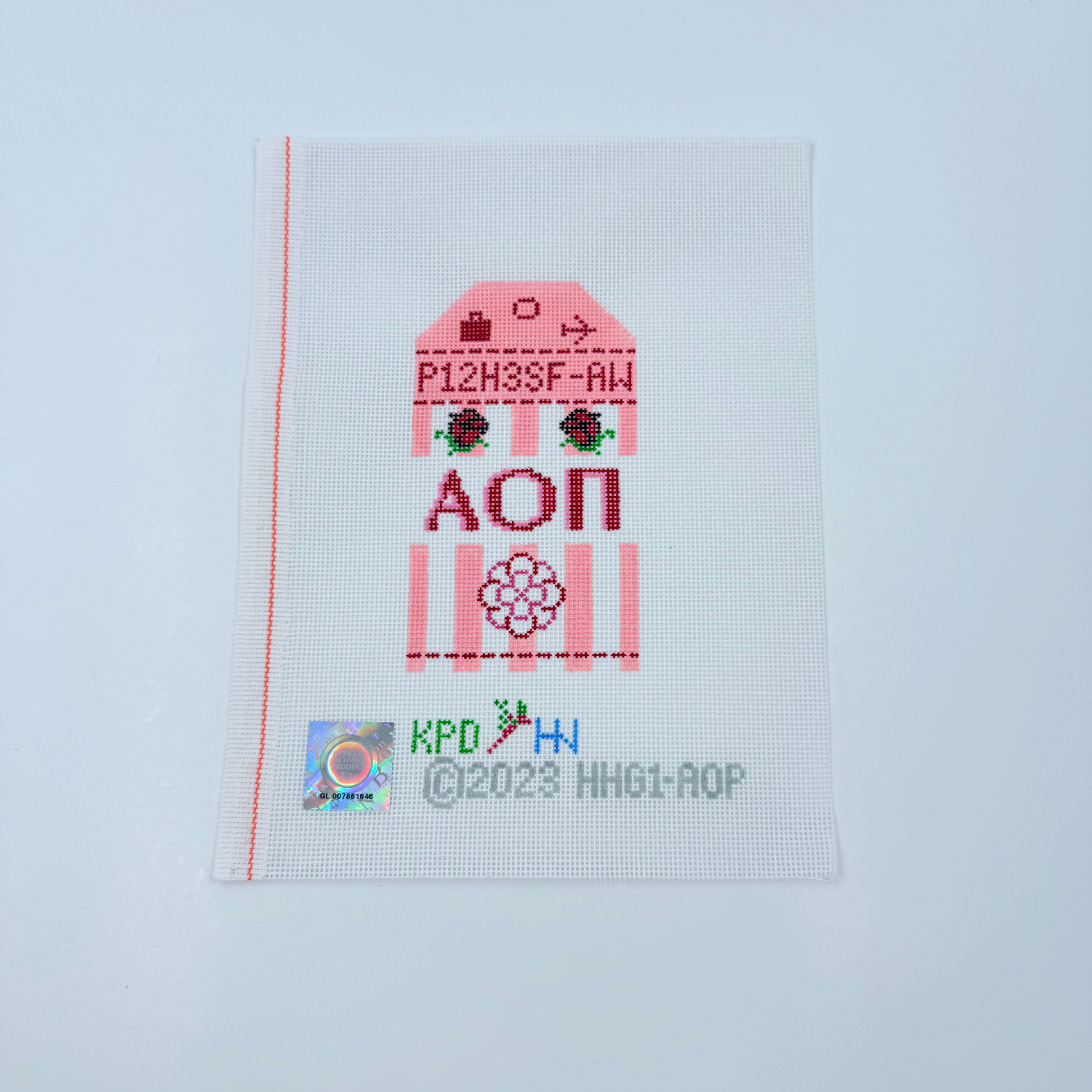 Alpha Omicron Pi Travel Tag Canvas - KC Needlepoint