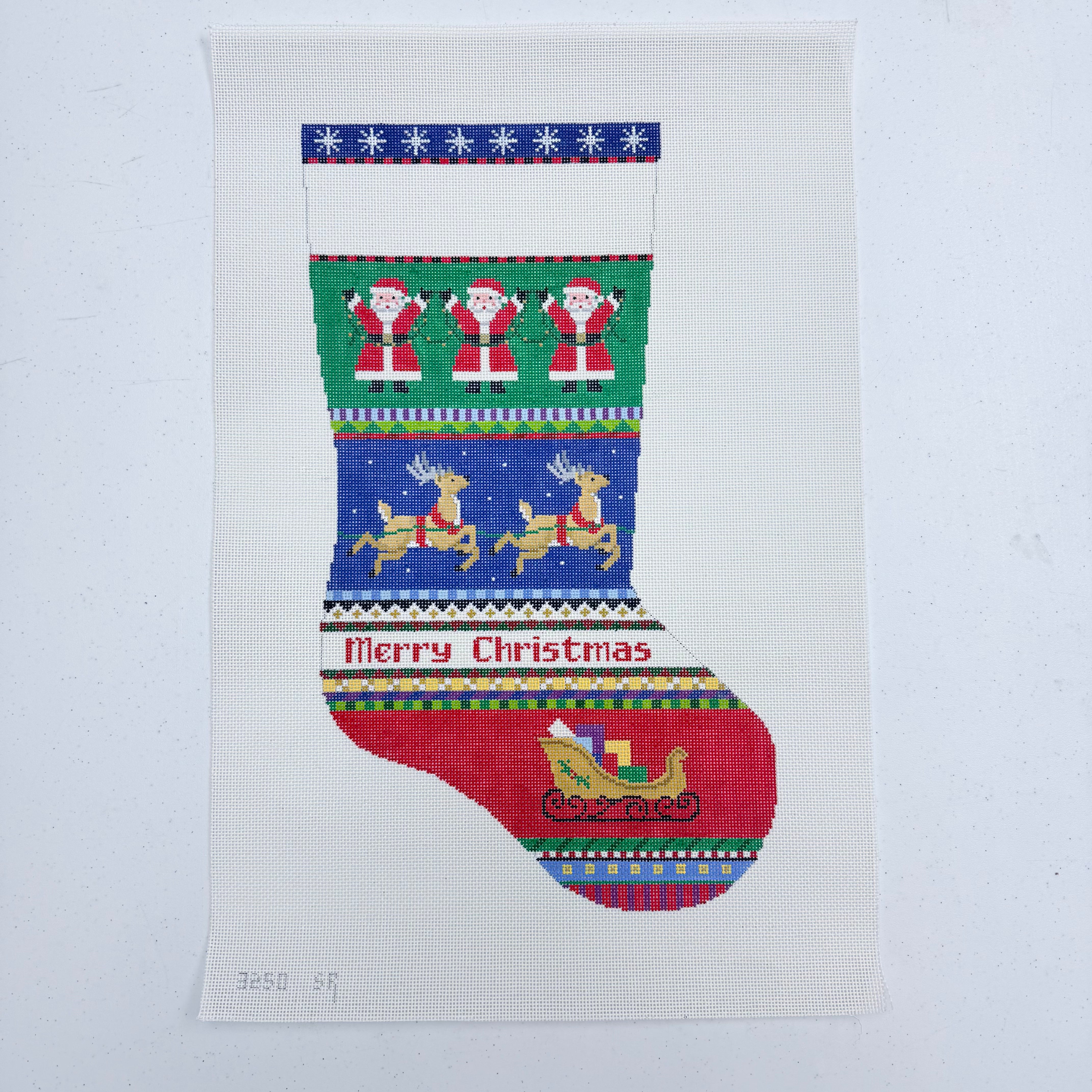 Bold Stripe Reindeer Stocking Canvas - KC Needlepoint