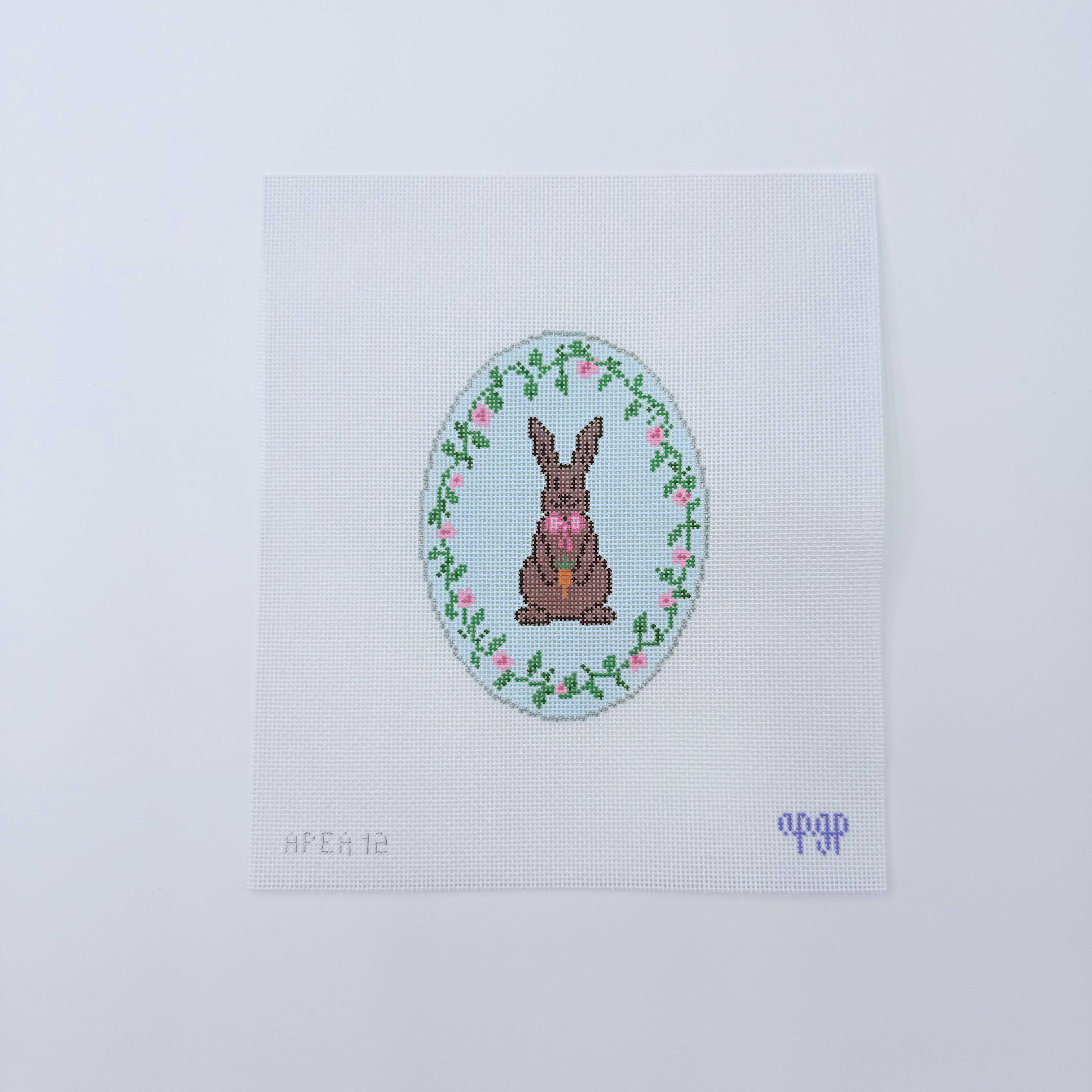 Blue Chocolate Bunny Egg Canvas - KC Needlepoint