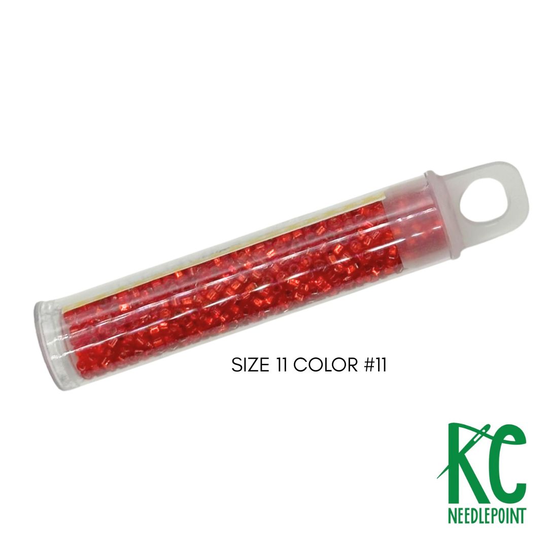 Size 11 Seed Beads 11 Christmas Red - KC Needlepoint