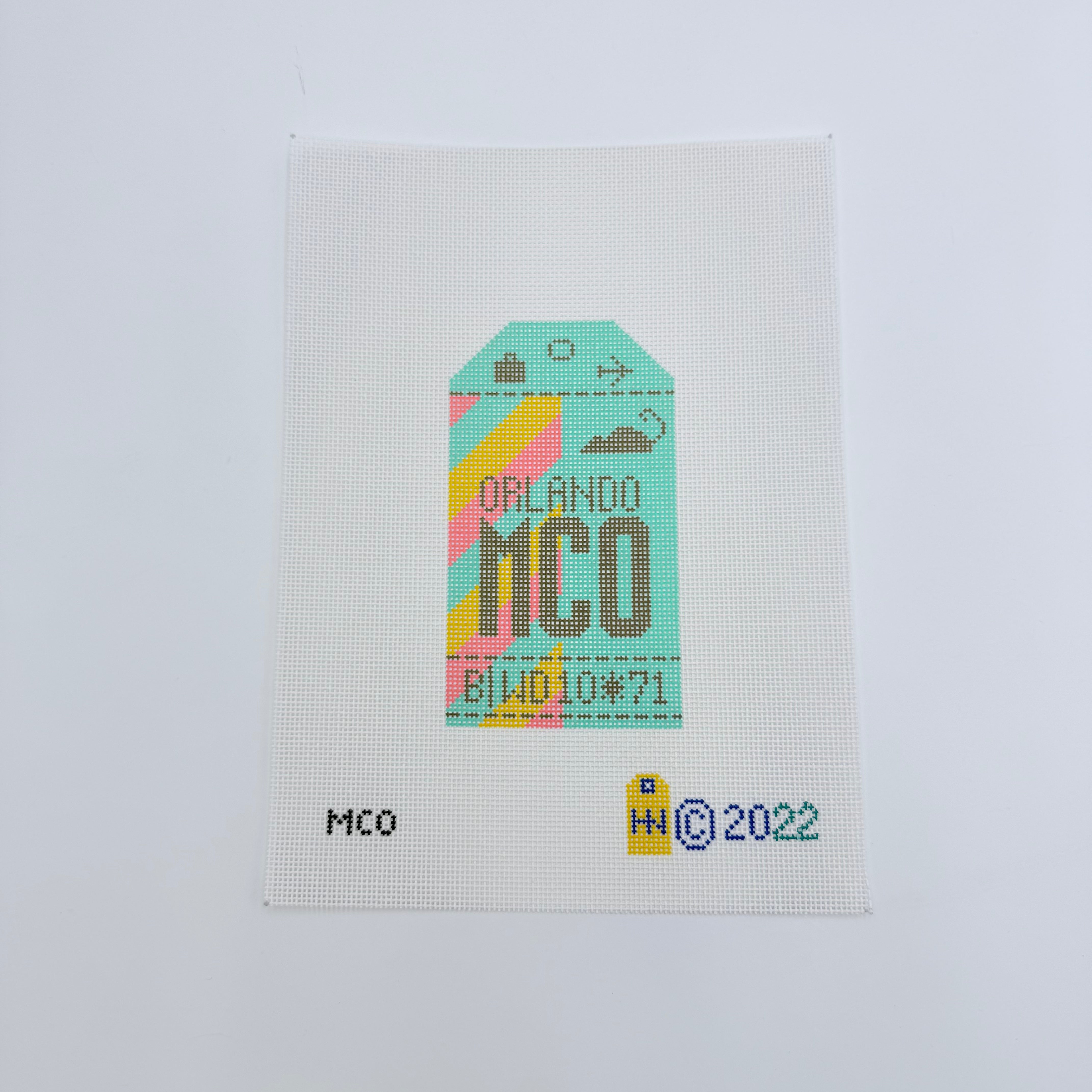 Orlando Vintage Travel Tag Canvas - KC Needlepoint