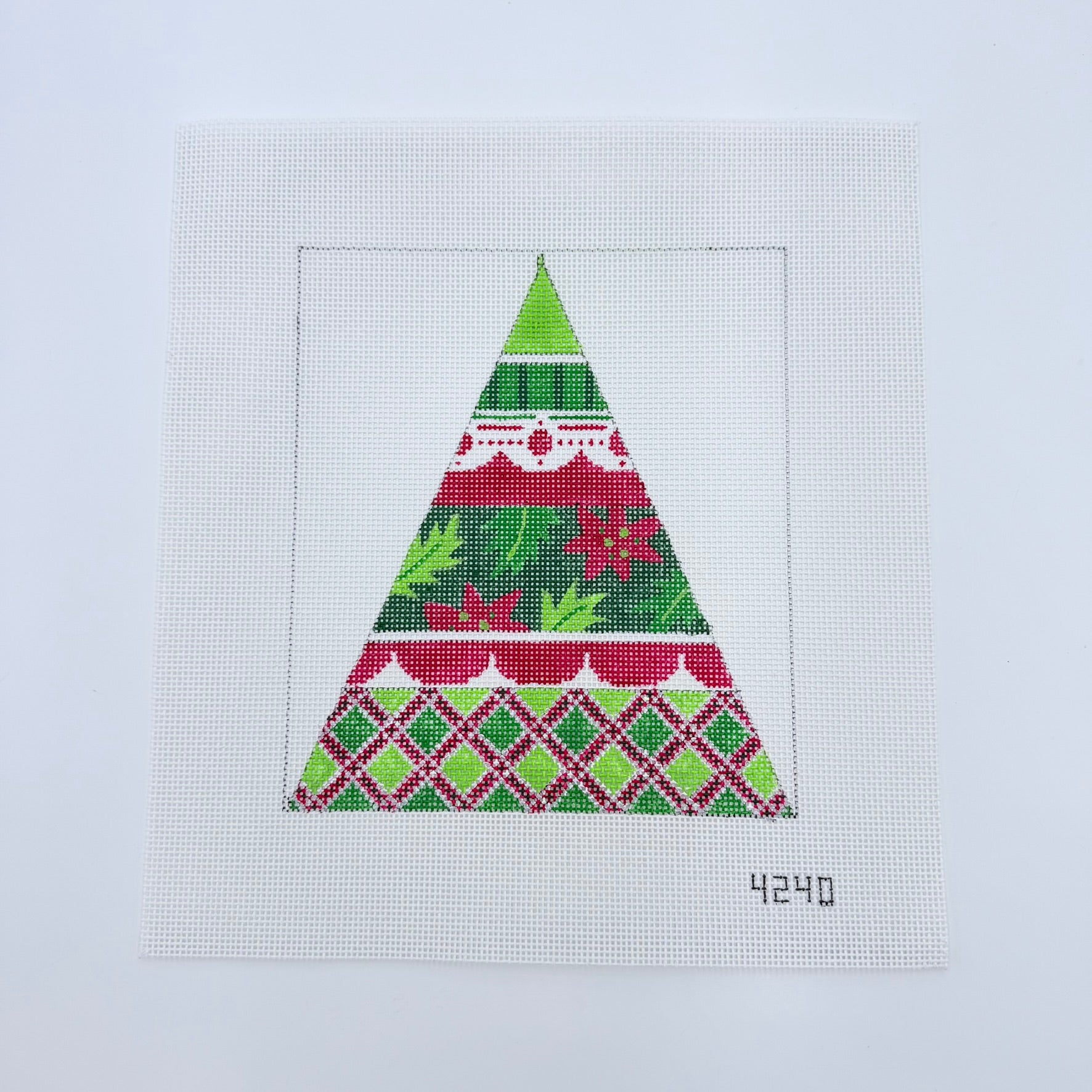 Small Christmas Pattern Tree Canvas - KC Needlepoint