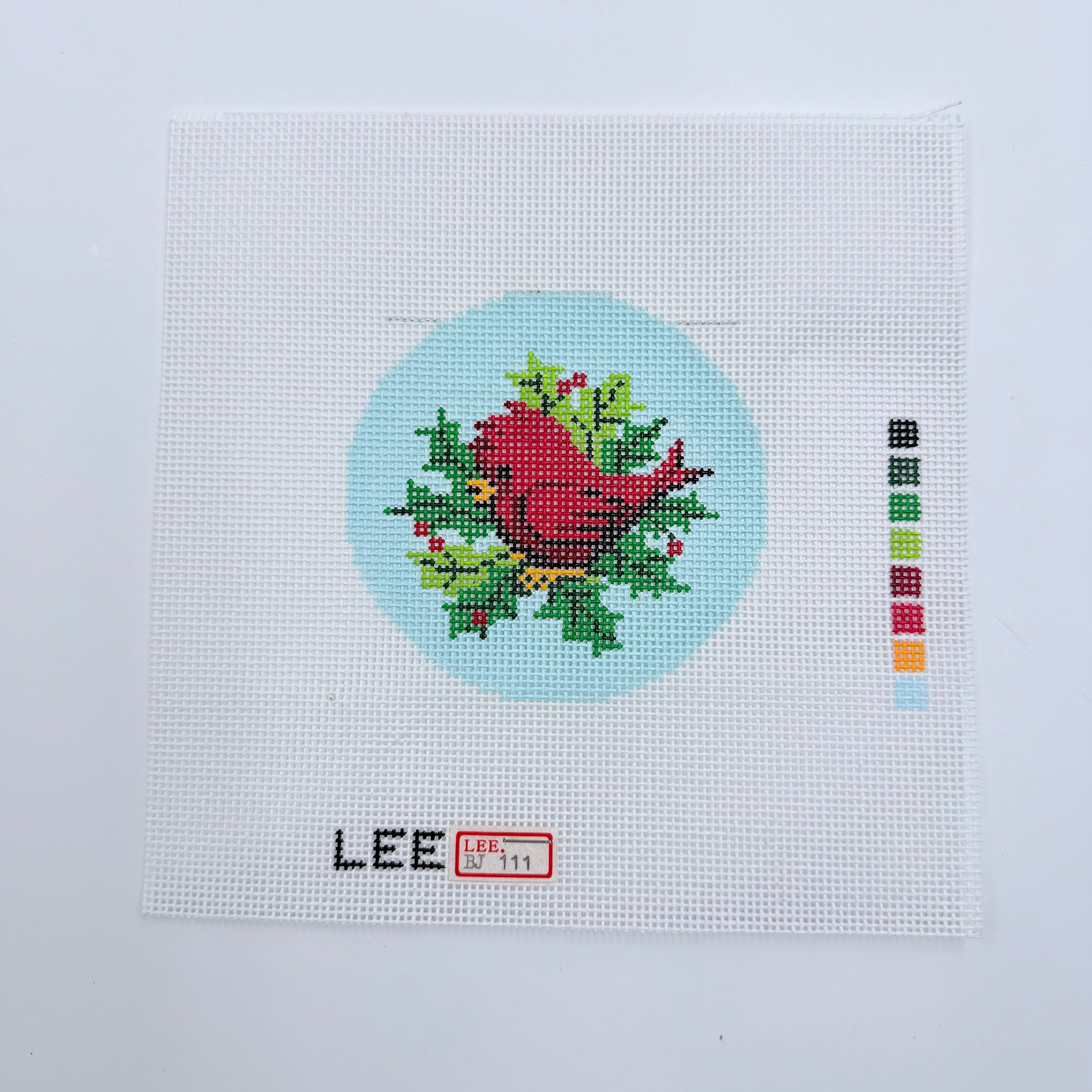 Baby Cardinal 3" Round Canvas - KC Needlepoint