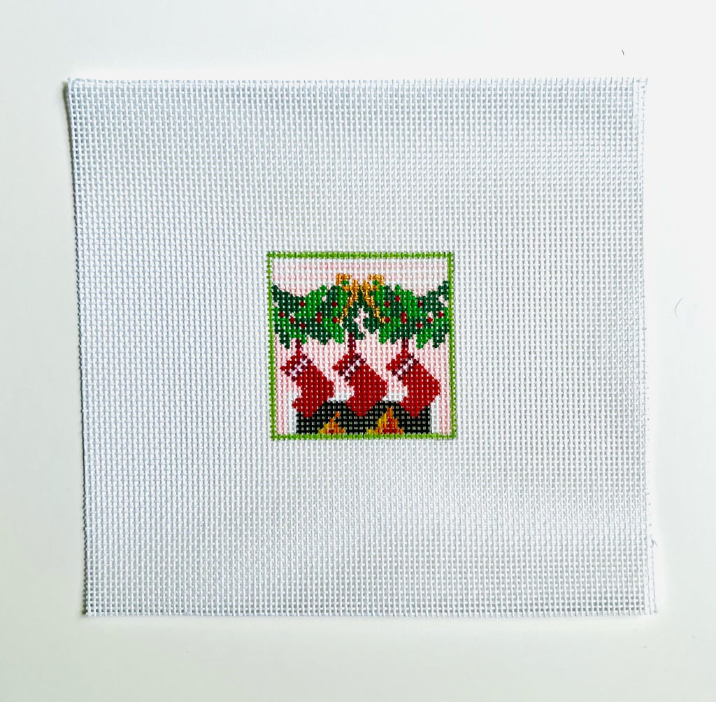 Stockings by the Fire Square Canvas - KC Needlepoint
